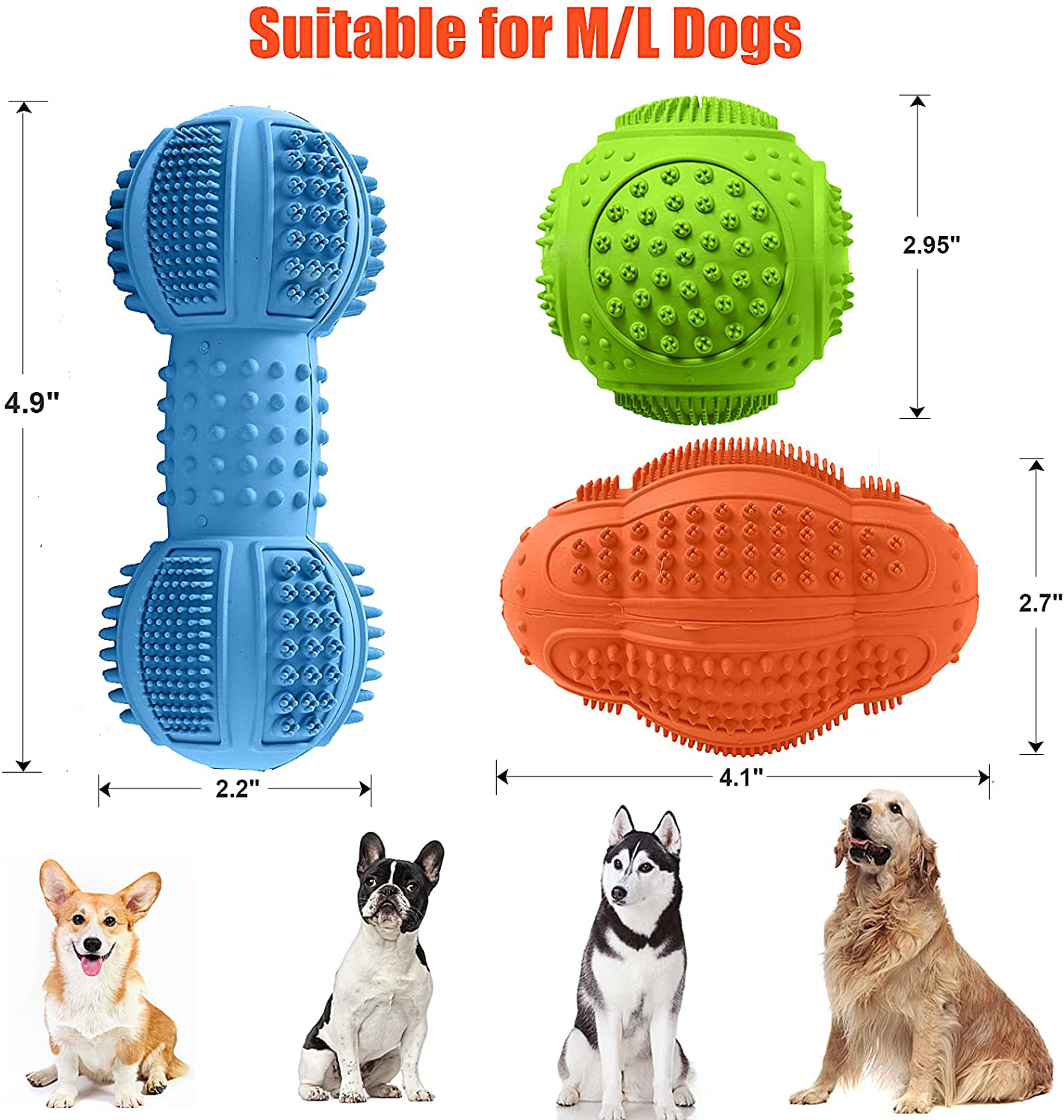 Dog Chew Toys, Dog Toys for Aggressive Chewers Large Breed, Multifunctional Teeth Cleaning and Gum Massage, Tough Dog Toys with Natural Rubber for Large and Medium Small Dog Animals & Pet Supplies > Pet Supplies > Dog Supplies > Dog Toys LUKITO   