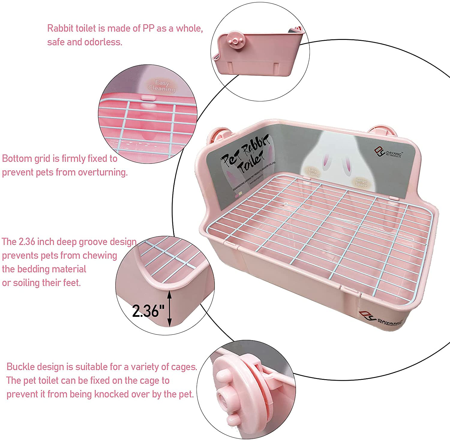 Kathson Rabbit Litter Box Toilet, Bunny Potty Trainer Corner Litter Pan Small Animal Disposable Liner Bedding Supplies for Guinea Pigs, Chinchilla, Ferret, Gerbil (Pink) Animals & Pet Supplies > Pet Supplies > Small Animal Supplies > Small Animal Bedding kathson   