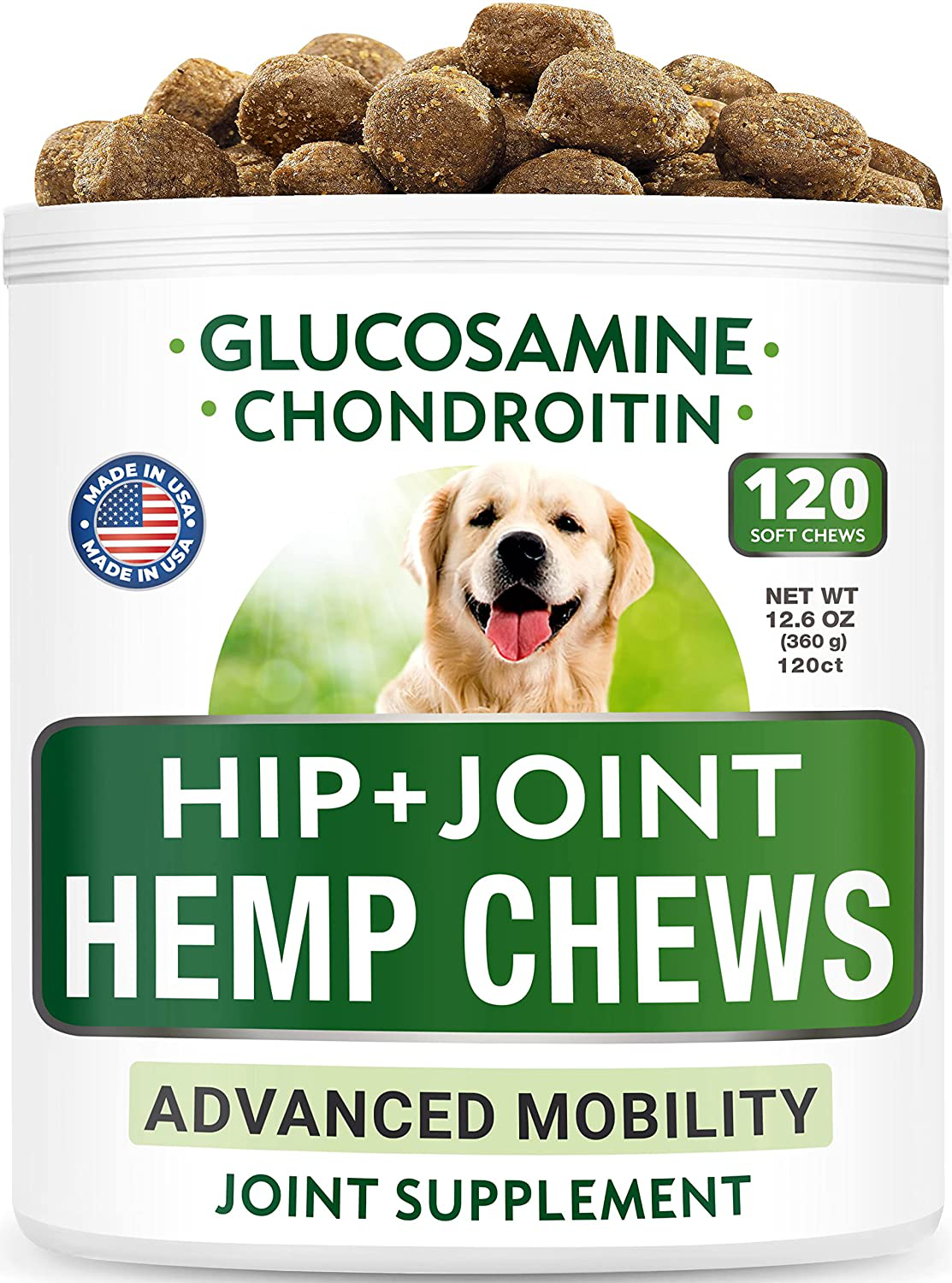 Bark&Spark Hemp Treats + Glucosamine - Natural Joint Pain Relief - Hip & Joint Supplement W/Msm + Chondroitin + Hemp Oil + Omega 3 - Joint Pain Relief - Made in USA - Chicken Flavor - 120 Chews Animals & Pet Supplies > Pet Supplies > Small Animal Supplies > Small Animal Treats BARK&SPARK   