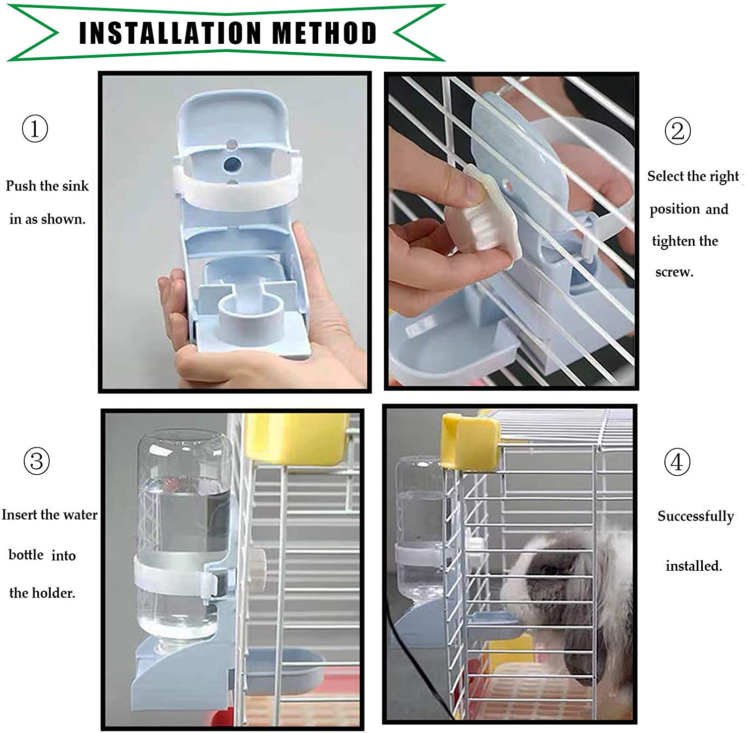 Rabbit Litter Box Small Animal Toilet Bunny Water Bottle 17Oz Hanging Water Fountain Automatic Dispenser Square Cage Bedding Box Rat Potty Trainer Corner Pet Pan for Guinea Pigs,Chinchilla,Ferret Animals & Pet Supplies > Pet Supplies > Small Animal Supplies > Small Animal Bedding Hamiledyi   