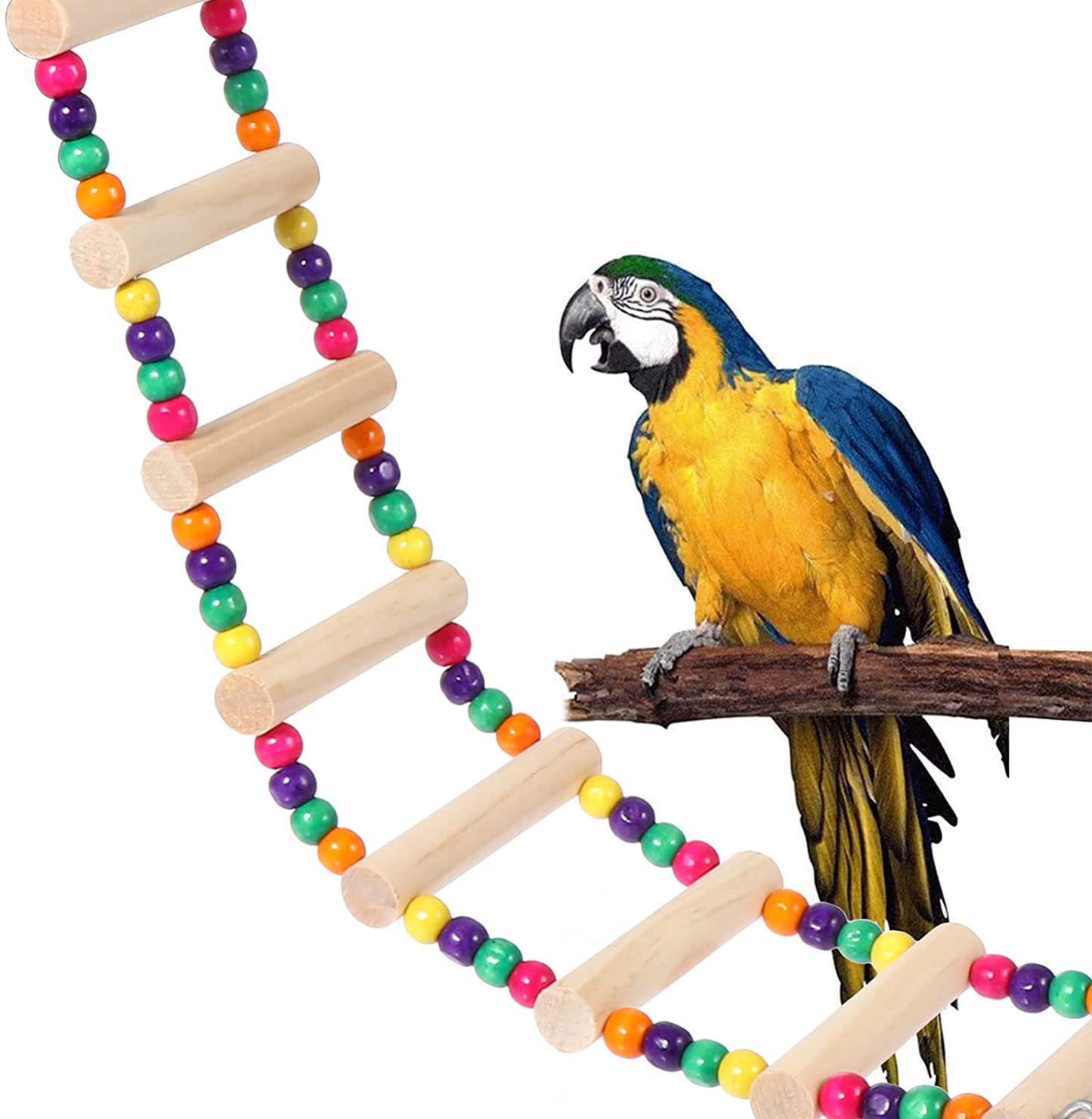 NUOBESTY Bird Ladder Perch Wood Parrot Bird Perch Stand Platform with Swing Bridge for Pet Training Playing Flexible Birds Cage Accessories Animals & Pet Supplies > Pet Supplies > Bird Supplies > Bird Ladders & Perches NUOBESTY   