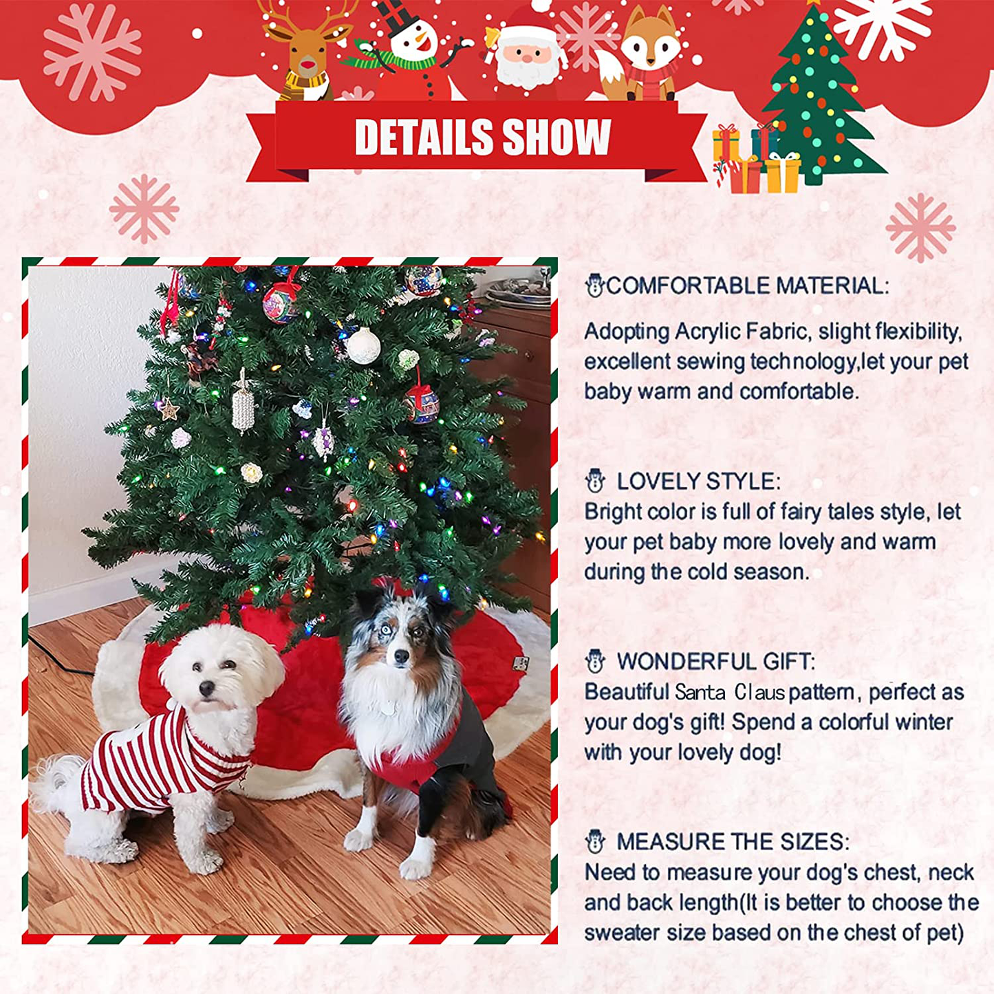 TENGZHI Dog Christmas Sweater Pet Costume XXS Cat Ugly Christmas Sweater Fall Puppy Jumper Dog Outfit for Small Medium Dogs Girl