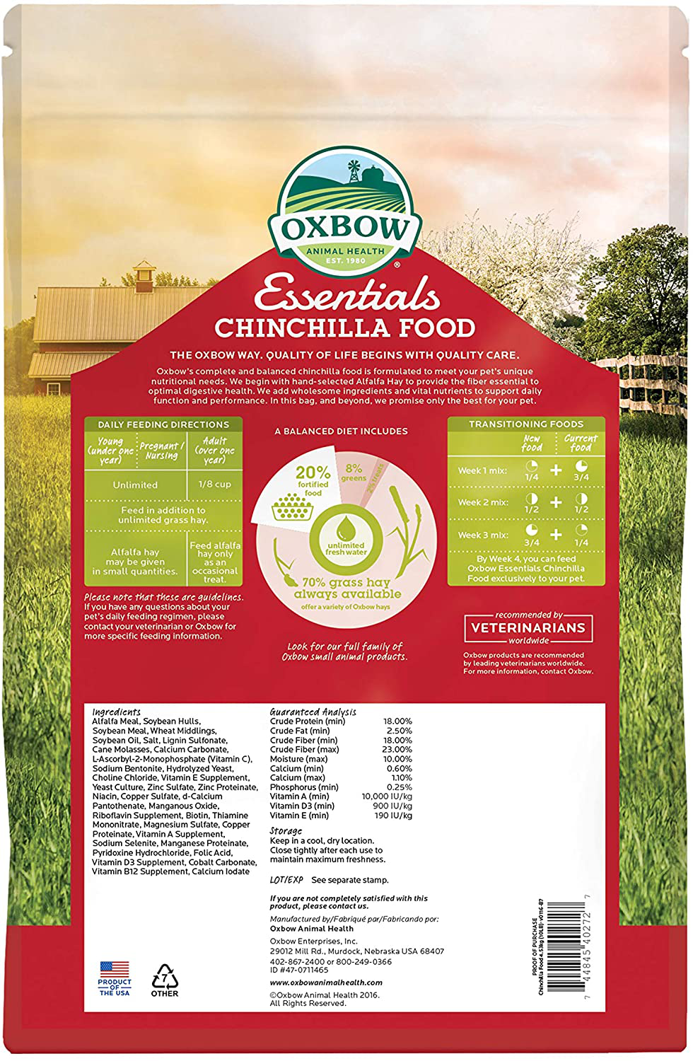 Oxbow Essentials Chinchilla Food - All Natural Chinchilla Food Animals & Pet Supplies > Pet Supplies > Small Animal Supplies > Small Animal Food Oxbow   