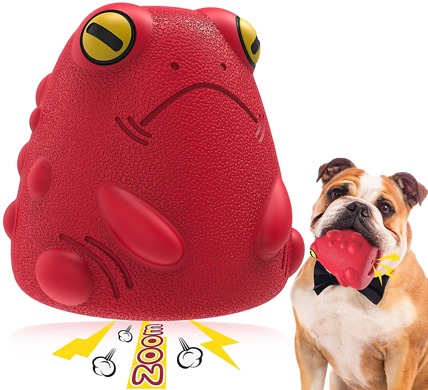 Dog Toys, Indestructible Tough Squeaky Dog Chew Toy for Aggressive Chewers Large Medium Breed Dogs 100% Natural Rubber Animals & Pet Supplies > Pet Supplies > Dog Supplies > Dog Toys Pamlulu Tough Angry Frog Large&Medium 
