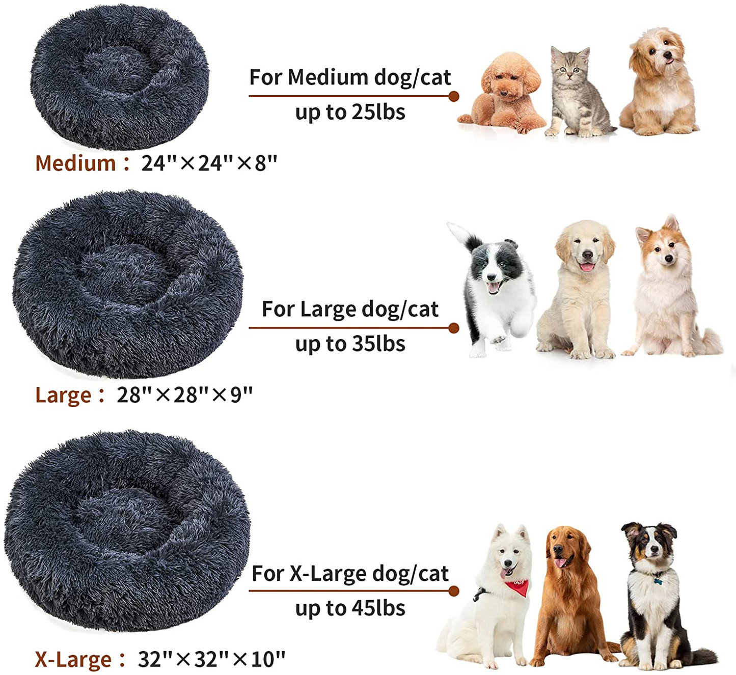 BEAUTYHB Calming Dog Bed, anti Anxiety round Fluffy Dog and Cat Sofa, Original Calming Dog Bed for Small Medium Large Pets, Warm and Washable Dog and Cat Bed Animals & Pet Supplies > Pet Supplies > Cat Supplies > Cat Beds BEAUTYHB   
