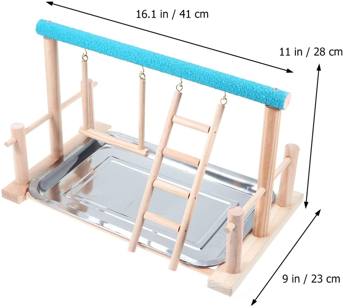 POPETPOP Bird Play Stand - Parrot Playground Wood Bird Playpen, Parrot Playstand Bird Playground Perch Gym Ladder with Toys Exercise Play Animals & Pet Supplies > Pet Supplies > Bird Supplies > Bird Gyms & Playstands POPETPOP   