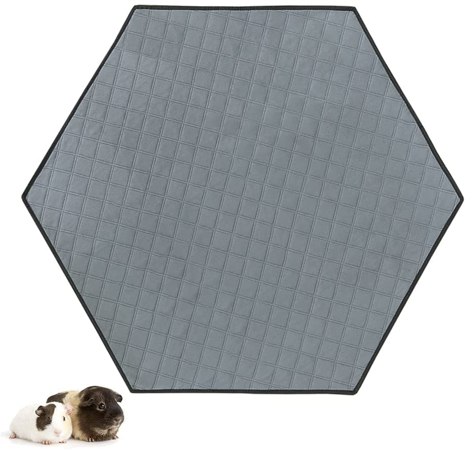 RIOUSSI Washable Fleece Liners for Guinea Pig Playpen Small Animal Playpen. Super Absorbent. Hexagon Animals & Pet Supplies > Pet Supplies > Small Animal Supplies > Small Animal Bedding RIOUSSI Light Gray (1 Pack) Small 