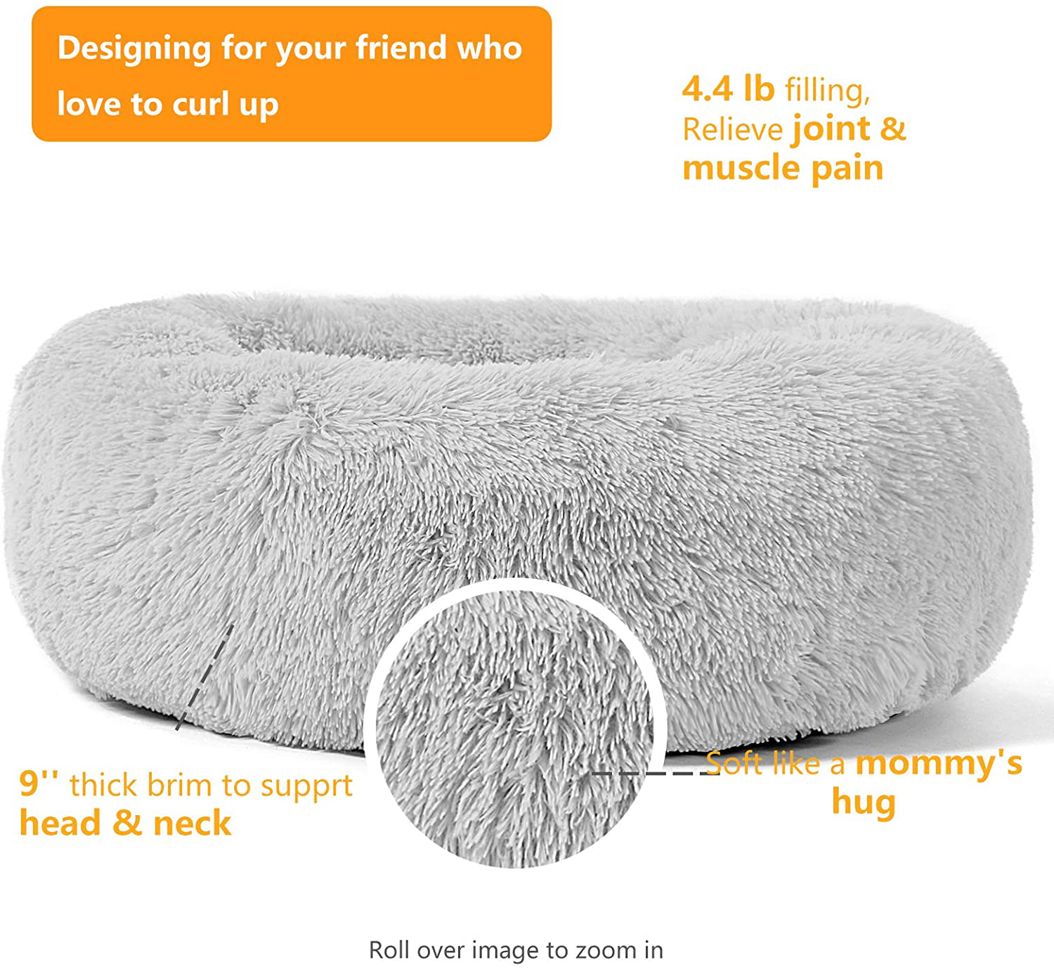 HACHIKITTY Dog Beds Calming Donut Cuddler, Puppy Dog Beds Large Dogs, Indoor Dog Calming Beds Large,30'' Animals & Pet Supplies > Pet Supplies > Dog Supplies > Dog Beds HACHIKITTY   