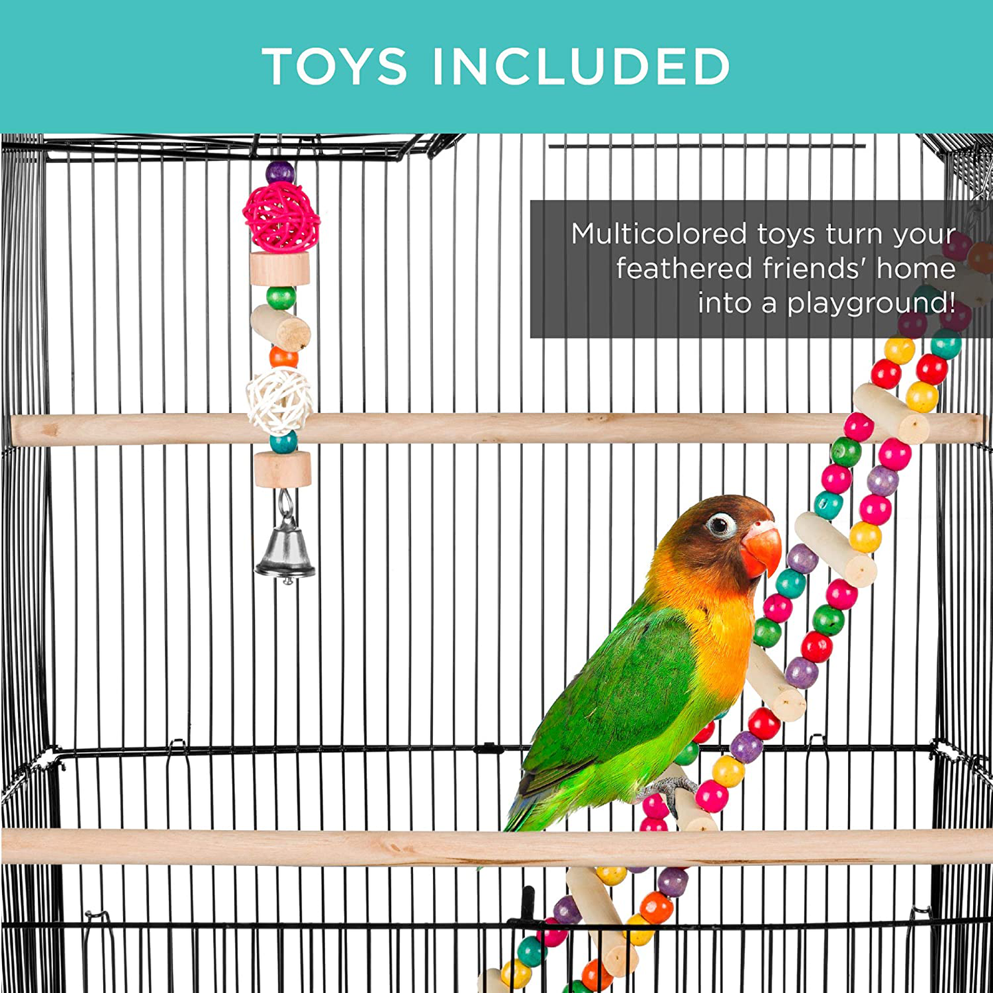 Best Choice Products 36In Indoor/Outdoor Iron Bird Cage for Medium Small Birds, Parrot, Lovebird, Finch, Parakeets, Cockatiel Enclosure W/Removable Tray, 4 Feeders, 2 Toys Animals & Pet Supplies > Pet Supplies > Bird Supplies > Bird Cages & Stands Best Choice Products   