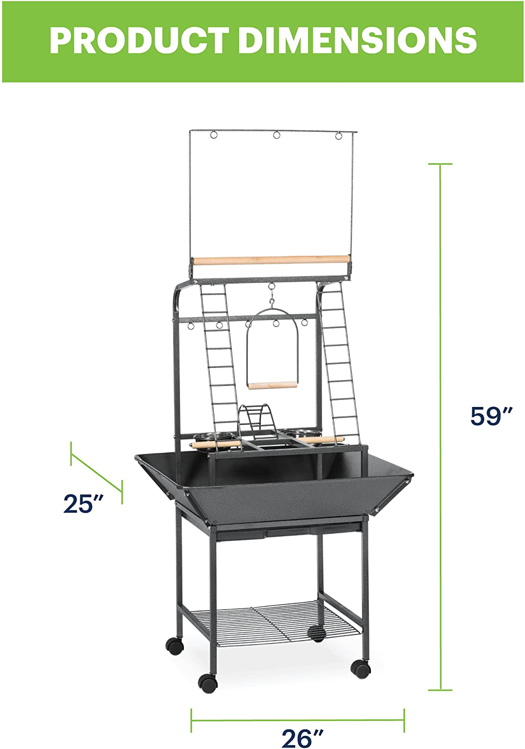 Prevue Pet Products Small Parrot Playstand 3181 Black Hammertone, 17.625-Inch by 16-1/2-Inch by 59-Inch Animals & Pet Supplies > Pet Supplies > Bird Supplies > Bird Gyms & Playstands Prevue Pet Products   