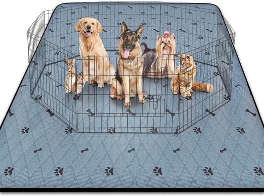 Gimars Upgrade Heavy Absorbency Non-Slip Washable Pee Pads for Dogs, 72"X72", 65"X48", 36"X31" Reusable Anti-Tear Dog Training Pads, Waterproof Floor Mat for Incontinence, Playpen Animals & Pet Supplies > Pet Supplies > Dog Supplies > Dog Kennels & Runs Gimars dark blue 72"x72" (Thicken) 