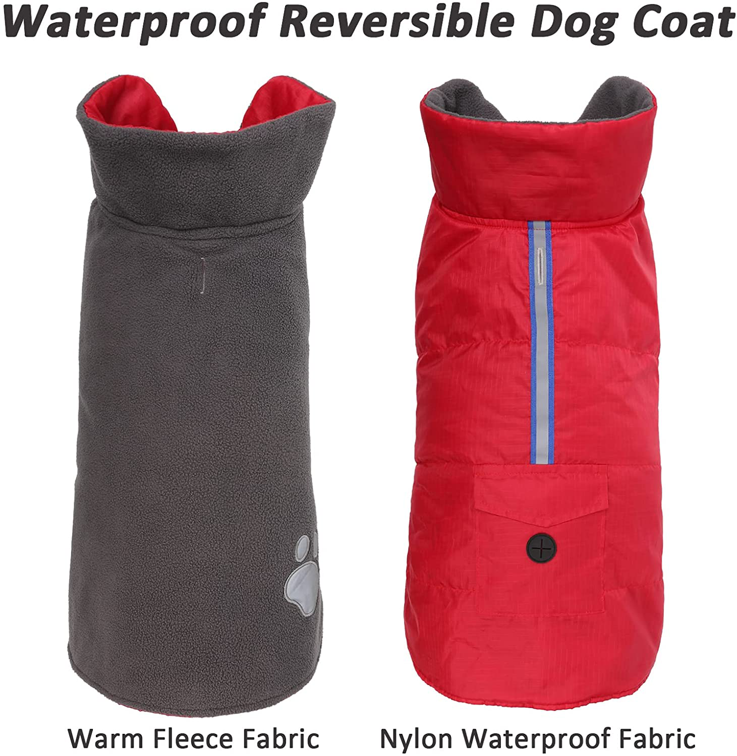 FAIRWIN Dog Clothes Waterproof Dog Winter Coat Windproof Dog Clothes for Small Medium Dogs Boy Dog Jackets for Large Dogs Reflective Dog Sweater Dog Vest Winter Reversible Dog Apparel & Accessories Animals & Pet Supplies > Pet Supplies > Dog Supplies > Dog Apparel FAIRWIN   