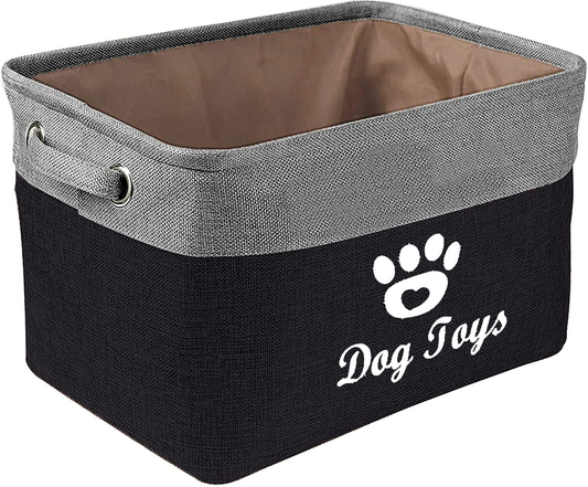 FJZFING Collapsible Dog Pet Toy Box Accessory Storage Bin with Handles, Organizer Storage Basket for Pet Toys, Blankets, Leashes, and Embroidered Dog Toys Black Animals & Pet Supplies > Pet Supplies > Dog Supplies > Dog Toys FJZFING Black  