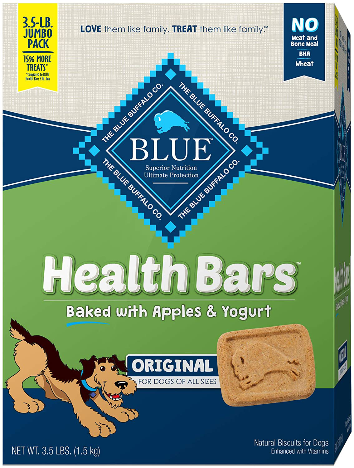 Blue Buffalo Health Bars Natural Crunchy Dog Treats Biscuits Animals & Pet Supplies > Pet Supplies > Dog Supplies > Dog Treats Blue Buffalo Apple & Yogurt 56 Ounce (Pack of 1) 