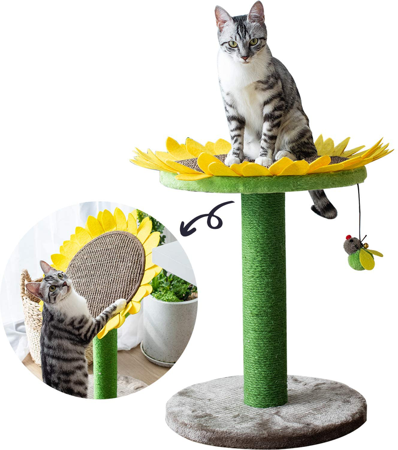 Catry Cat Scratching Post Animals & Pet Supplies > Pet Supplies > Cat Supplies > Cat Furniture Catry Sunflower 23" Green and Yellow  