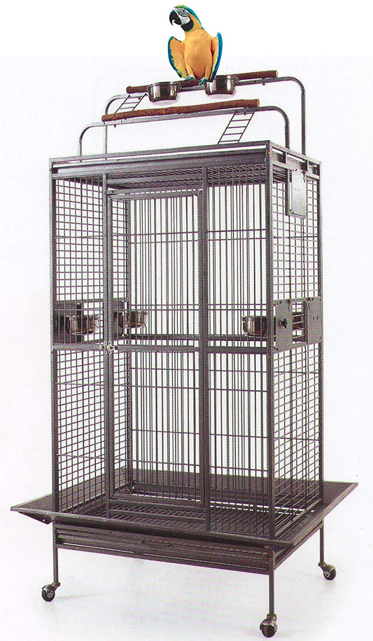 Large Elegance Wrought Iron Bird Parrot Stand Perch Cage Double Ladders Open/Close Play Top, Include Seed Guard Animals & Pet Supplies > Pet Supplies > Bird Supplies > Bird Cages & Stands Mcage   