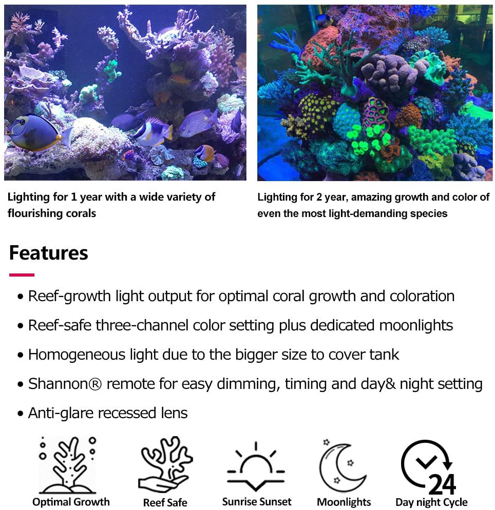 Dsuny Popbloom 60W Aquarium LED Reef Light for Saltwater Coral Fish Tanks,Four Channels Wireless Controller Marine Mini Nano Fish Tank Coral Lights Saltwater Tanks Saltwater Aquarium Lights Coral Animals & Pet Supplies > Pet Supplies > Fish Supplies > Aquarium Lighting DSunY   