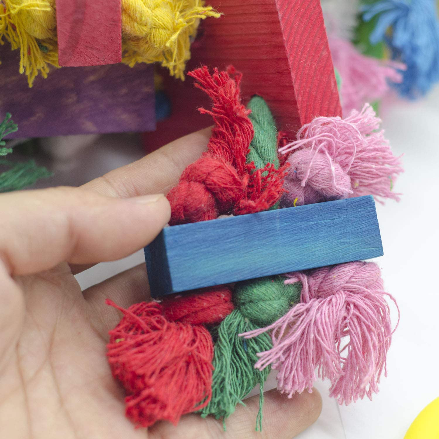 Deloky Bird Block Knots Tearing Toy -19.7 Inch Multicolored Natural Wooden Parrot Chewing Toy Suggested for Macaws Cokatoos,African Grey and a Variety of Amazon Parrots.(Large Size) Animals & Pet Supplies > Pet Supplies > Bird Supplies > Bird Toys Deloky   