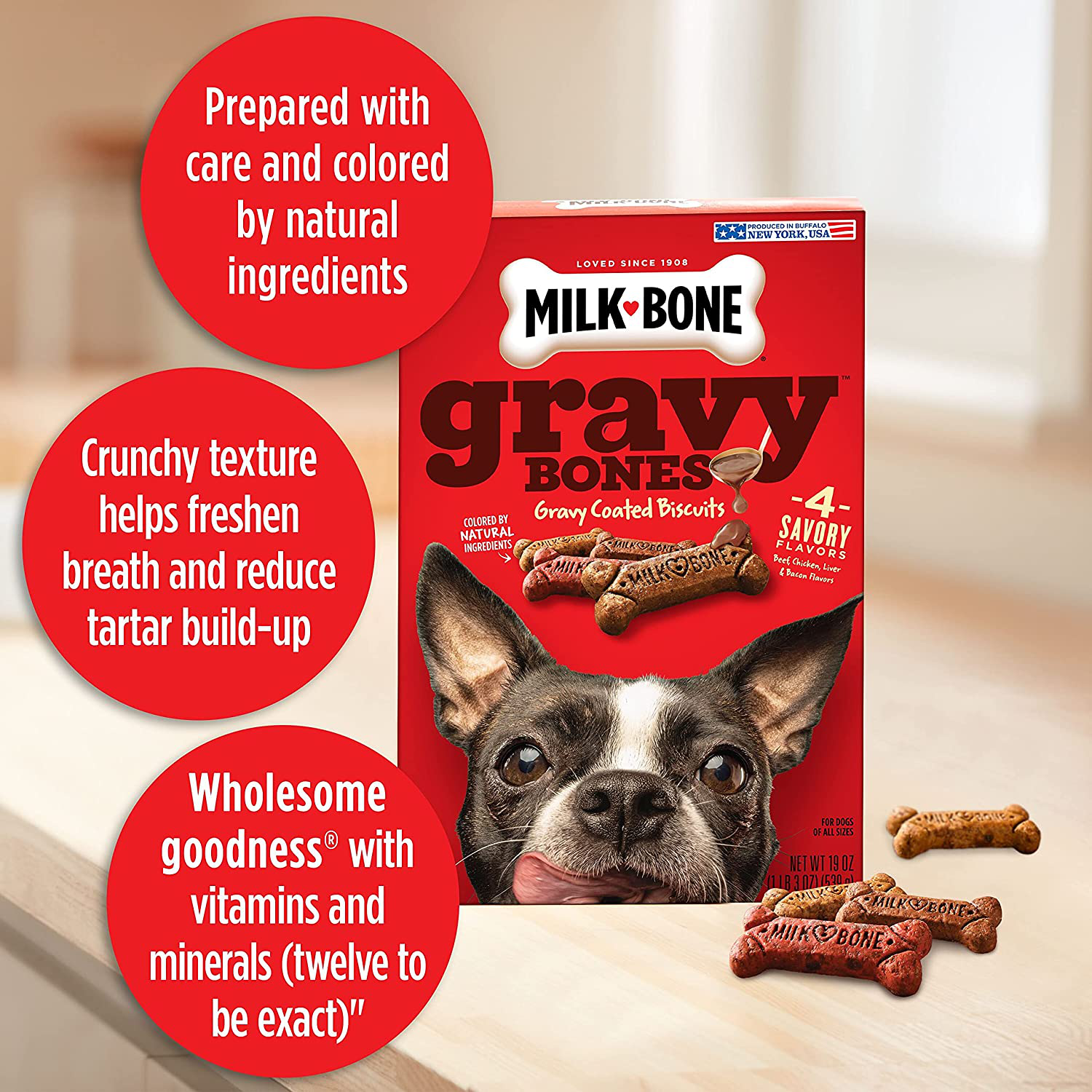 Milk-Bone Gravy Bones Dog Biscuits, 4 Meaty Flavors with 12 Vitamins & Minerals Animals & Pet Supplies > Pet Supplies > Dog Supplies > Dog Treats J.M. SMUCKER COMPANY   