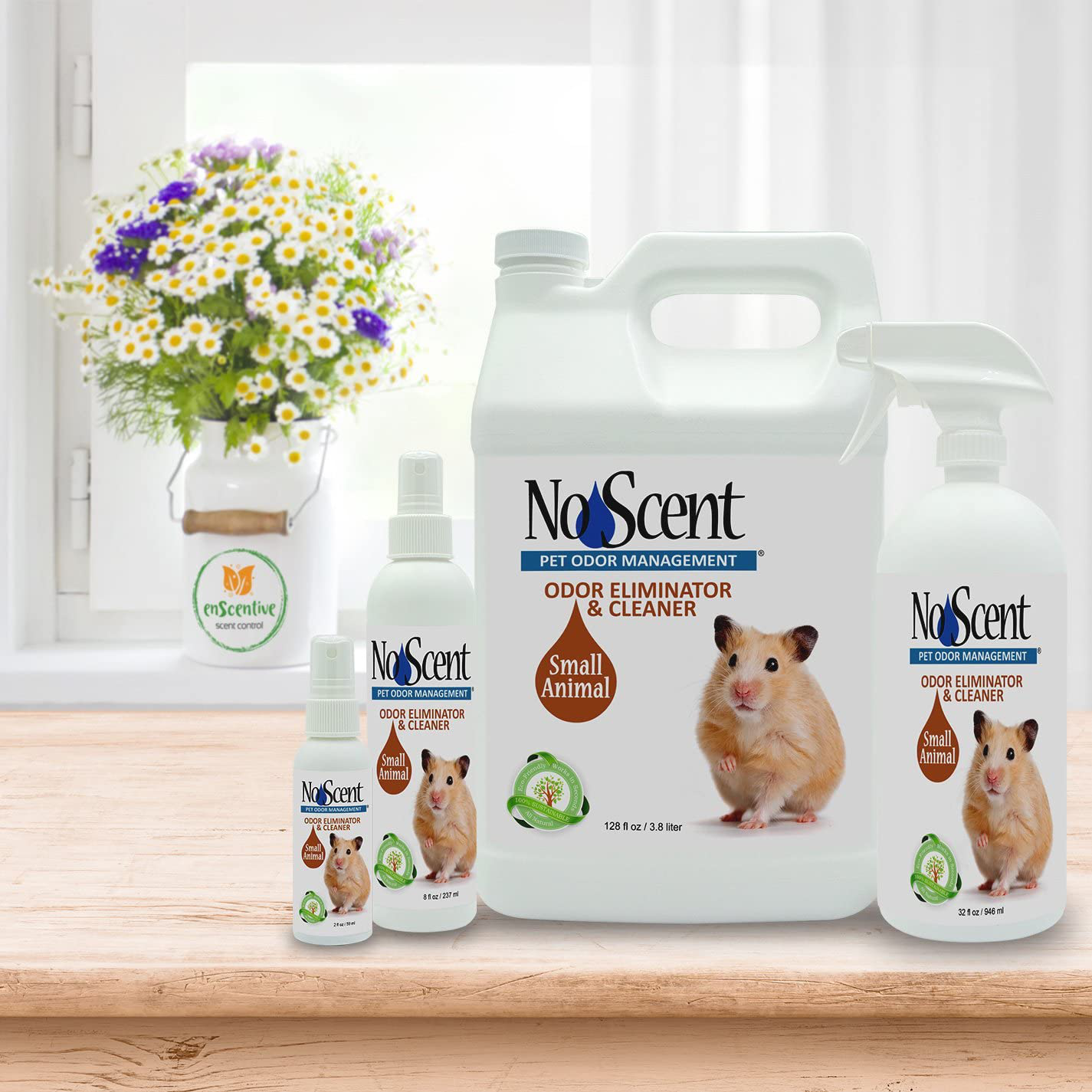 No Scent Small Animal - Professional Pet Waste Odor Eliminator & Cleaner - Safe All Natural Probiotic & Enzyme Formula Smell Remover for Hutches Tanks Enclosures Bedding Toys and Surfaces