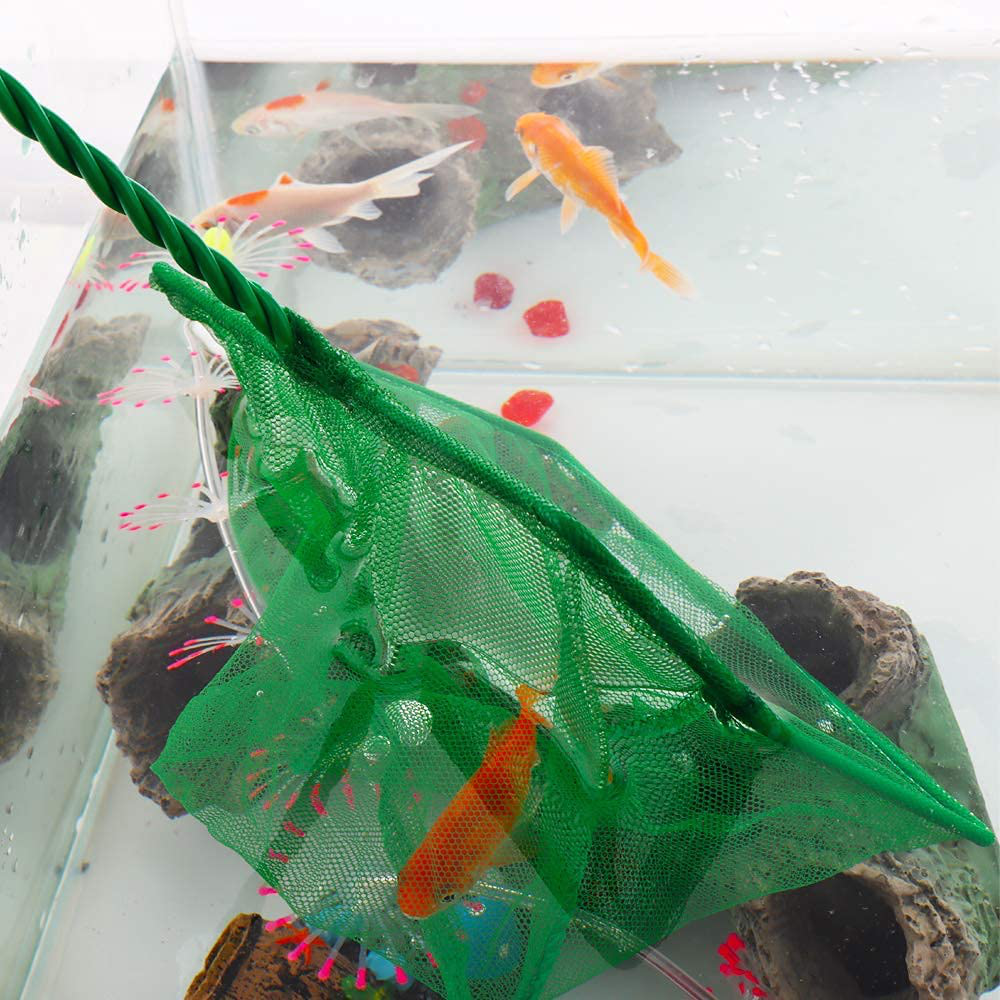 DQITJ 3 Pack Fish Net Aquarium Fine Fishing Mesh with Plastic Handle, 6-Inch