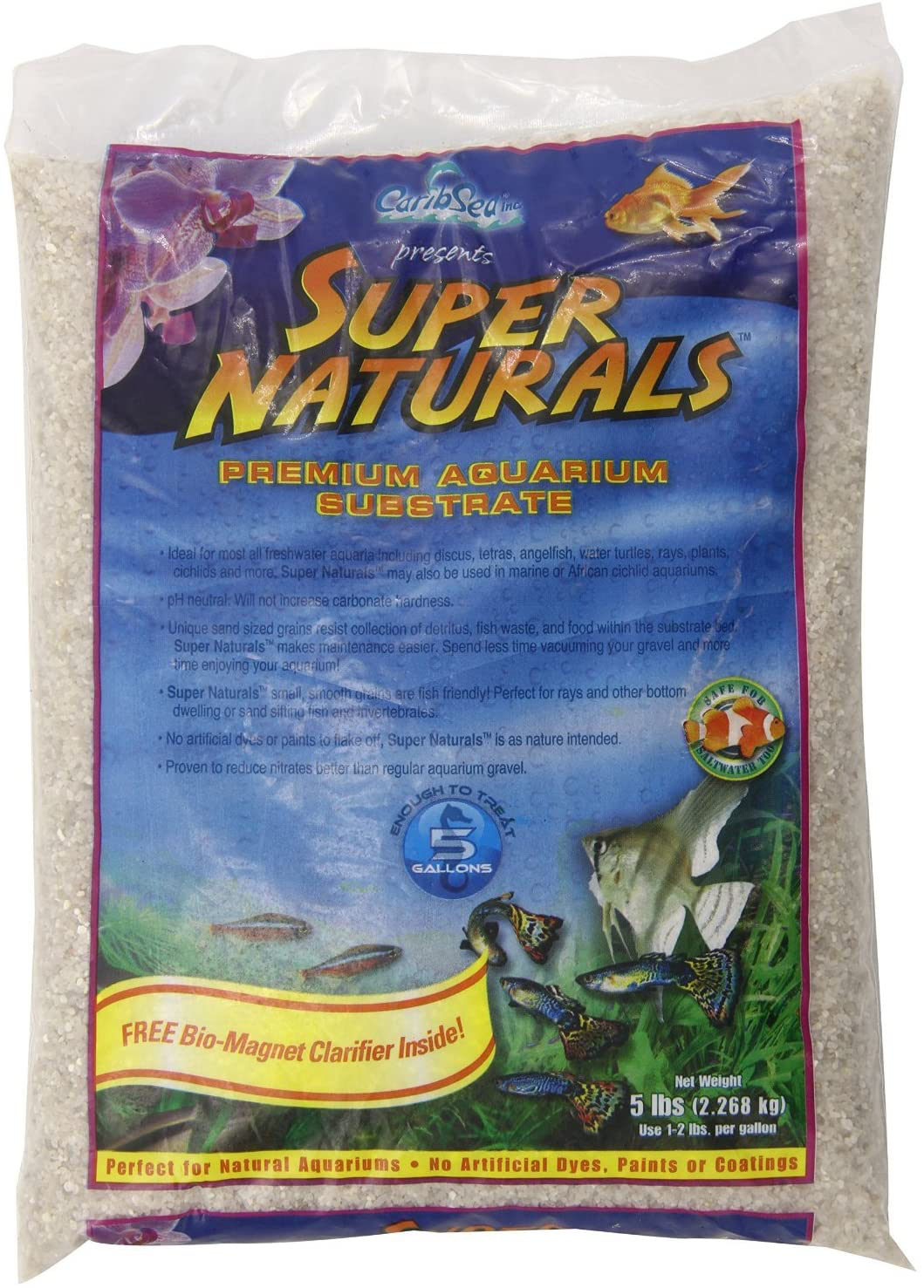 Carib Sea ACS05840 Super Naturals Crystal River Sand for Aquarium, 5-Pound