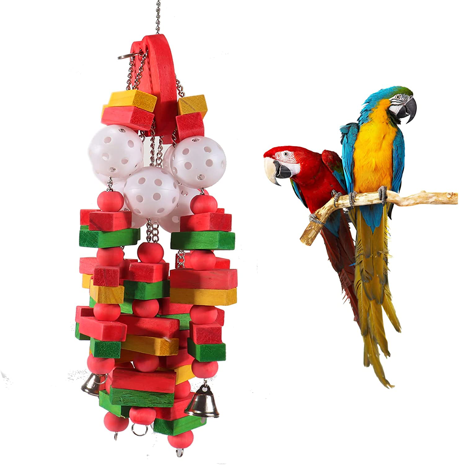 Lifeunion Large Bird Parrot Chewing Toys, Natural Wooden Parrot Cage Hanging Bite Block Toy Entertaining Tearing Treats Toy for Cockatoo, Parakeet, Lovebirds, Macaws, African Grey Animals & Pet Supplies > Pet Supplies > Bird Supplies > Bird Treats Lifeunion Apple  