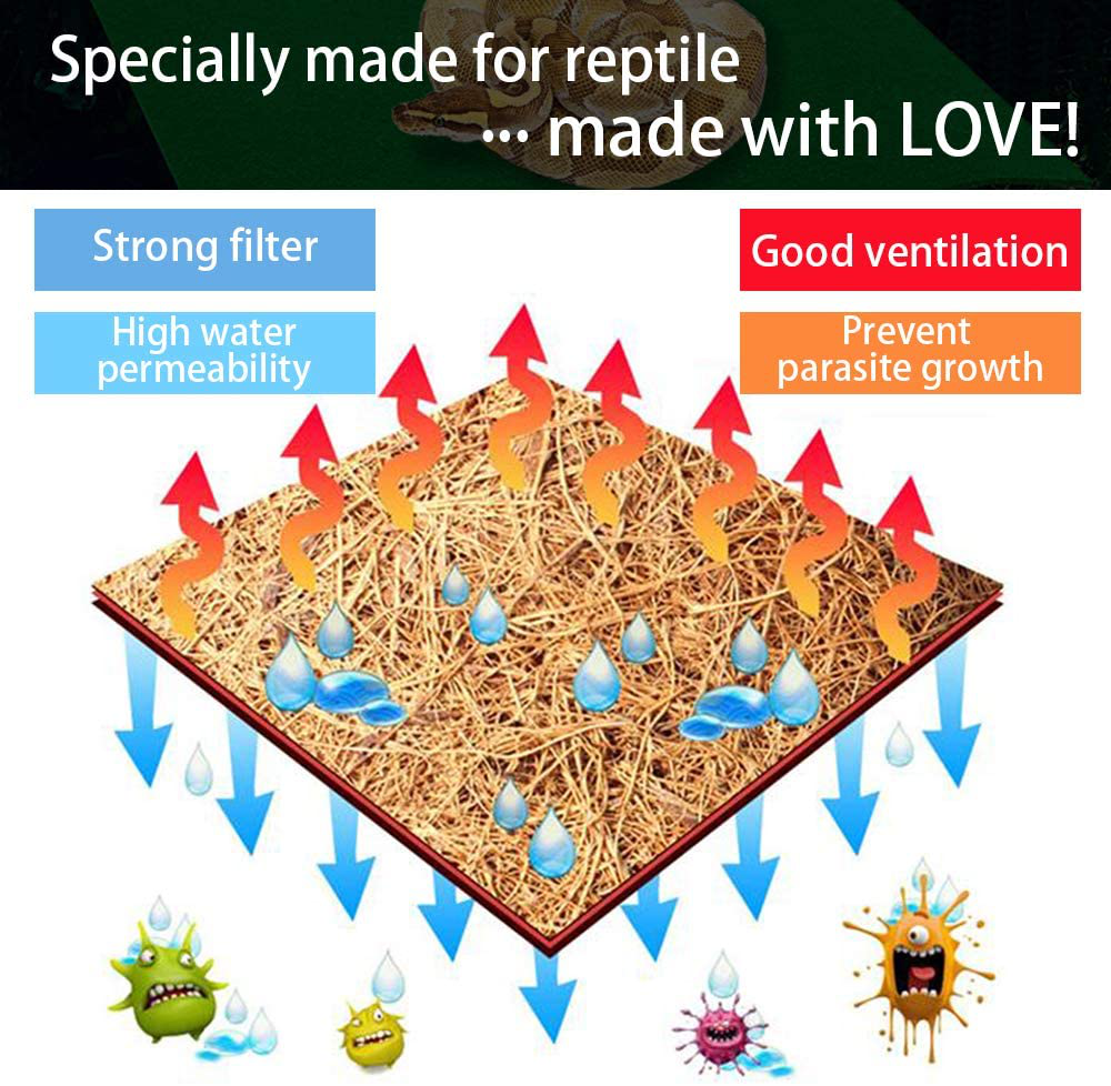 BLSMU Reptile Carpet,Coconut Fiber Substrate,Lizard Cage Mat,Coco Fiber Liner,Snake Bedding,Natual Coconut Fiber Carpet for Bearded Dragon,Turtles,Iguana,Tortoises (35.4" X 15.7")