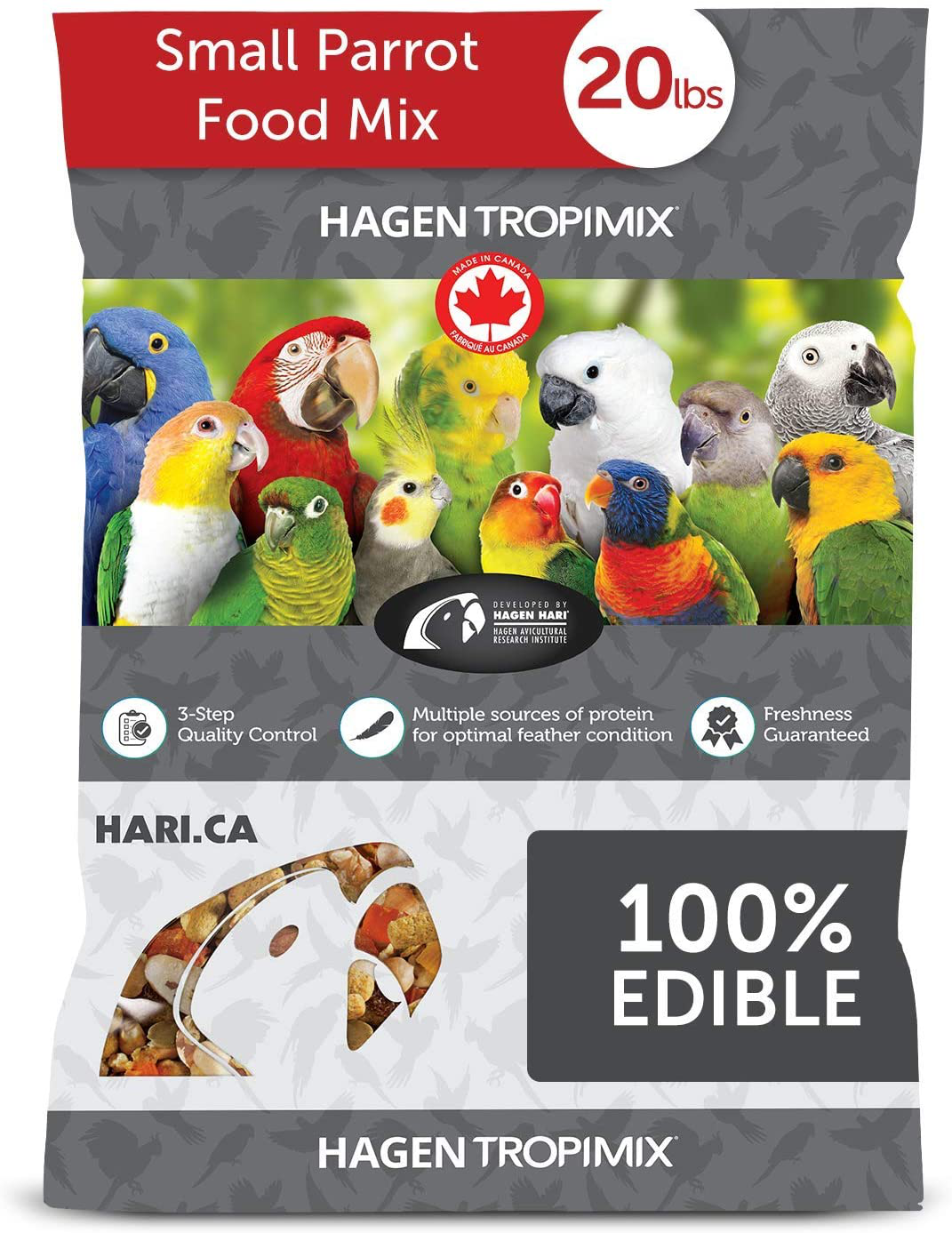 HARI Tropimix Bird Food, Hagen Small Parrot Food with Seeds, Fruit, Nuts, Vegetables, Grains, and Legumes, Enrichment Food, 20 Lb Bag Animals & Pet Supplies > Pet Supplies > Bird Supplies > Bird Food Hari   