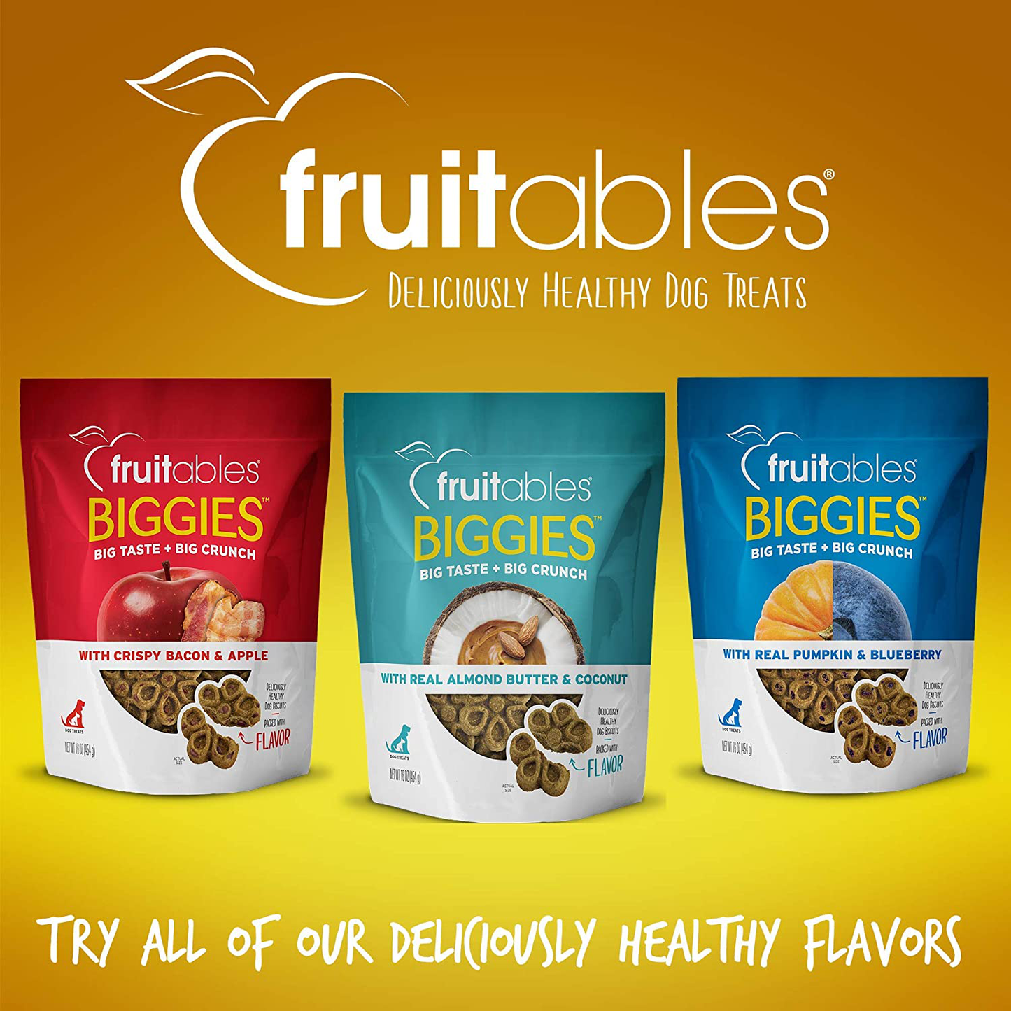 Fruitables Biggies Dog Biscuits, Crunchy Dog Biscuits Made with Pumpkin, Healthy Dog Treats Packed with Flavor, Free of Wheat, Corn and Soy Animals & Pet Supplies > Pet Supplies > Dog Supplies > Dog Treats Fruitables   