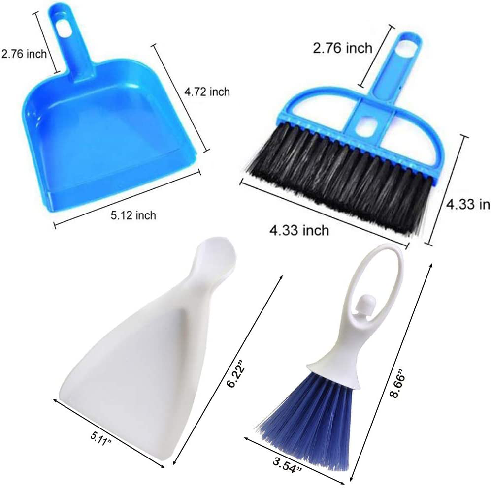 Dustpan And Brush Set Small Broom And Dustpan Dust Pan Nesting Tiny Cleaning  Broom Small Cleanups Set . Blue/white
