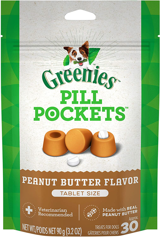 Greenies Pill Pockets Natural Dog Treats, Tablet Size Animals & Pet Supplies > Pet Supplies > Dog Supplies > Dog Treats Greenies Peanut Butter 3.2 Ounce. 