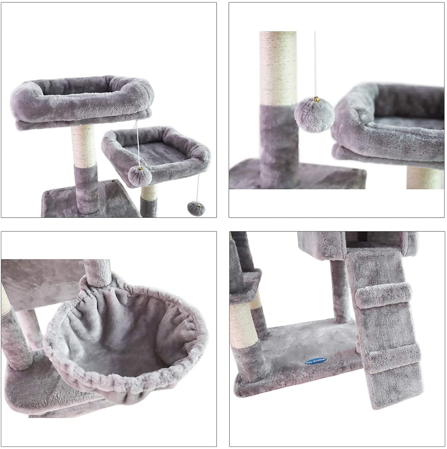 Hey-Brother 58'' Multi-Level Cat Tree Condo Furniture with Sisal-Covered Scratching Posts, 2 Plush Condos, Hammock for Kittens, Cats and Pets Animals & Pet Supplies > Pet Supplies > Cat Supplies > Cat Furniture Hey-brother   