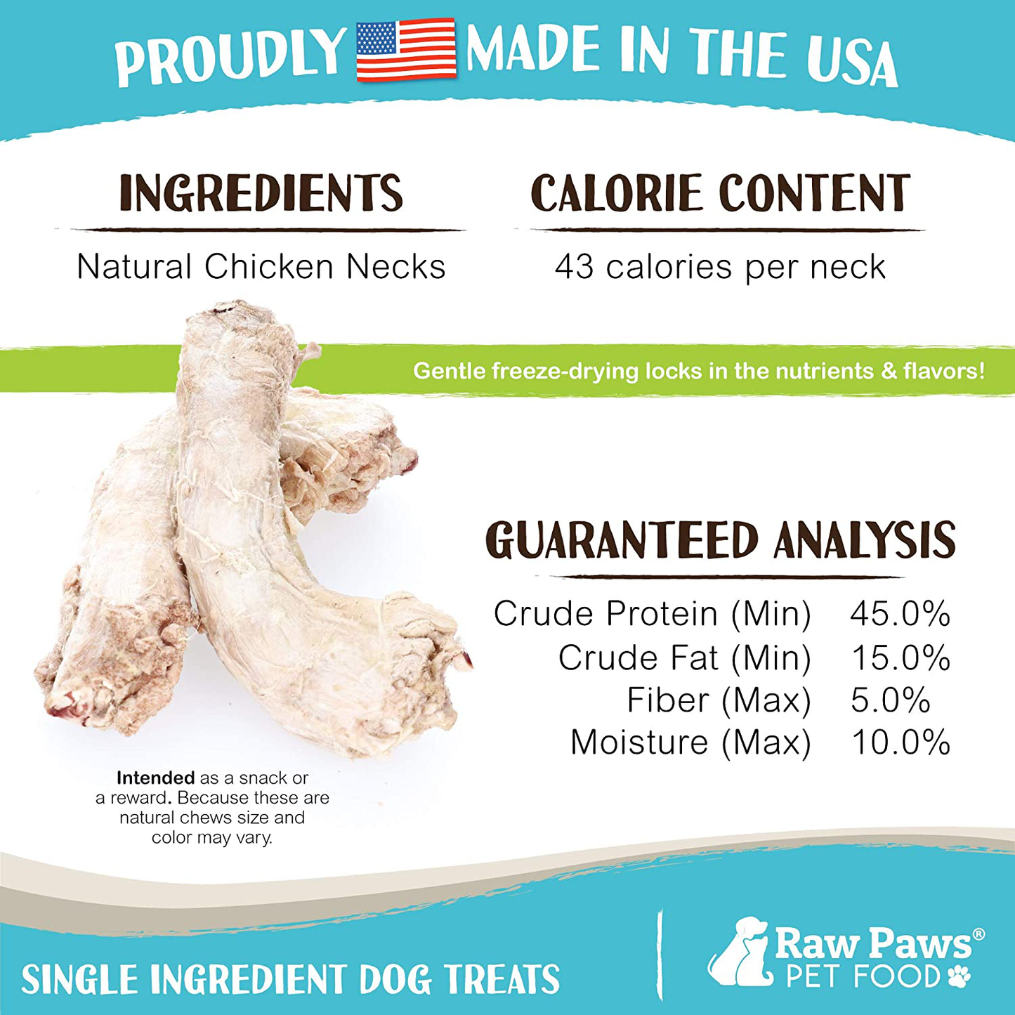 Raw Paws Freeze Dried Chicken Necks for Dogs & Cats - Made in USA, Human Grade - Raw Freeze Dried Dog Treats - Raw Chicken Necks for Cats - Hormone-Free Real Chicken Cat Treats Animals & Pet Supplies > Pet Supplies > Small Animal Supplies > Small Animal Treats Raw Paws Pet, Inc.   