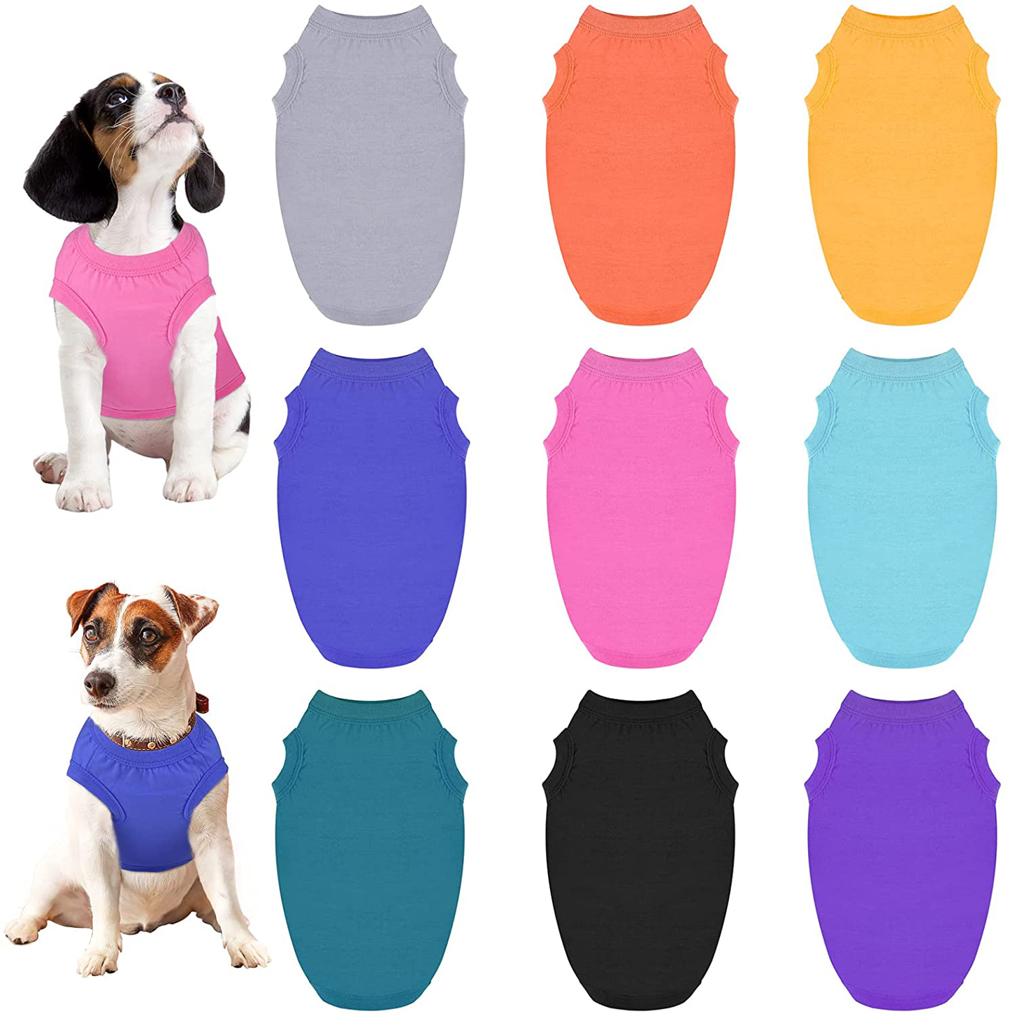 URATOT 9 Pack Dog T-Shirt Dog Plain Shirts Pet Blank Clothes Cotton Puppy Clothes Mixed Colors Pet Apparel Dog Cat Pet Clothes for Spring Summer, Large Animals & Pet Supplies > Pet Supplies > Dog Supplies > Dog Apparel URATOT Black, Hot Red, Purple, Grey, Mixed Colors Small 