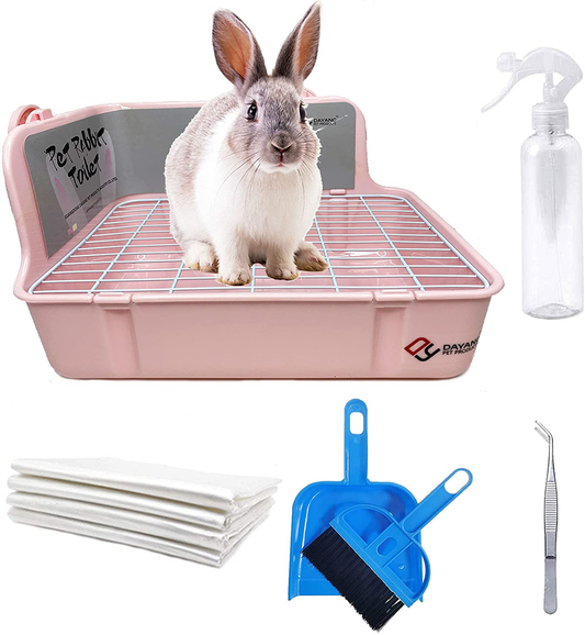 Kathson Rabbit Litter Box Toilet, Bunny Potty Trainer Corner Litter Pan Small Animal Disposable Liner Bedding Supplies for Guinea Pigs, Chinchilla, Ferret, Gerbil (Pink) Animals & Pet Supplies > Pet Supplies > Small Animal Supplies > Small Animal Bedding kathson Pink  