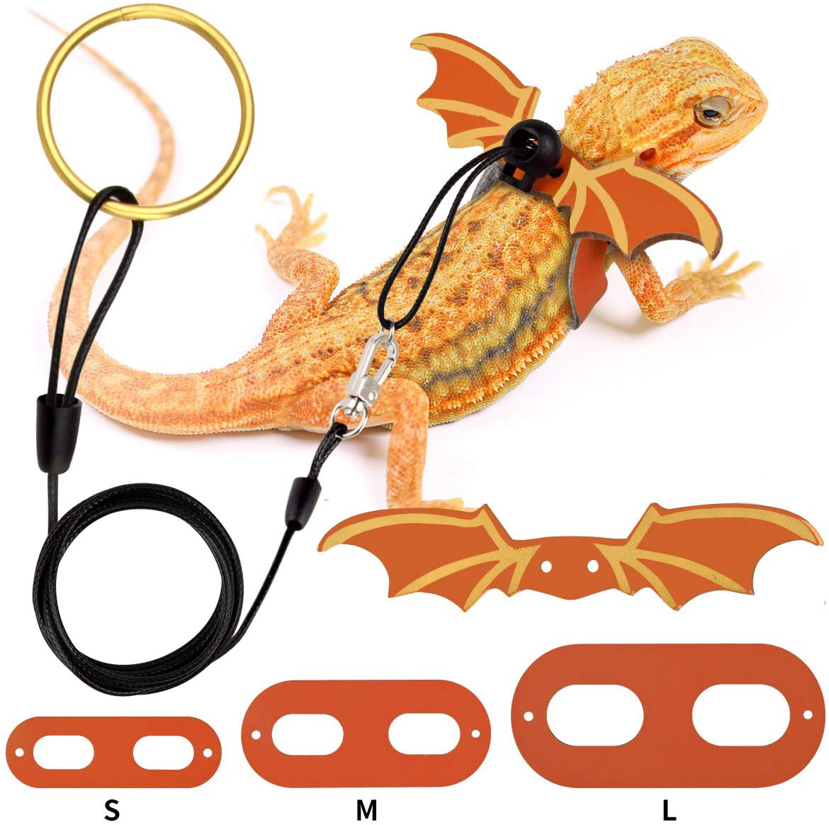 G.CORE Bearded Dragon Leash and Harness Adjustable Leather Wings Costume Carrier from Baby to Juvenile Lizard Iguana Gecko Chameleon Hamster Ferret Reptile Walking Leash S M L 3 Pack Animals & Pet Supplies > Pet Supplies > Reptile & Amphibian Supplies > Reptile & Amphibian Substrates G.CORE Orange  