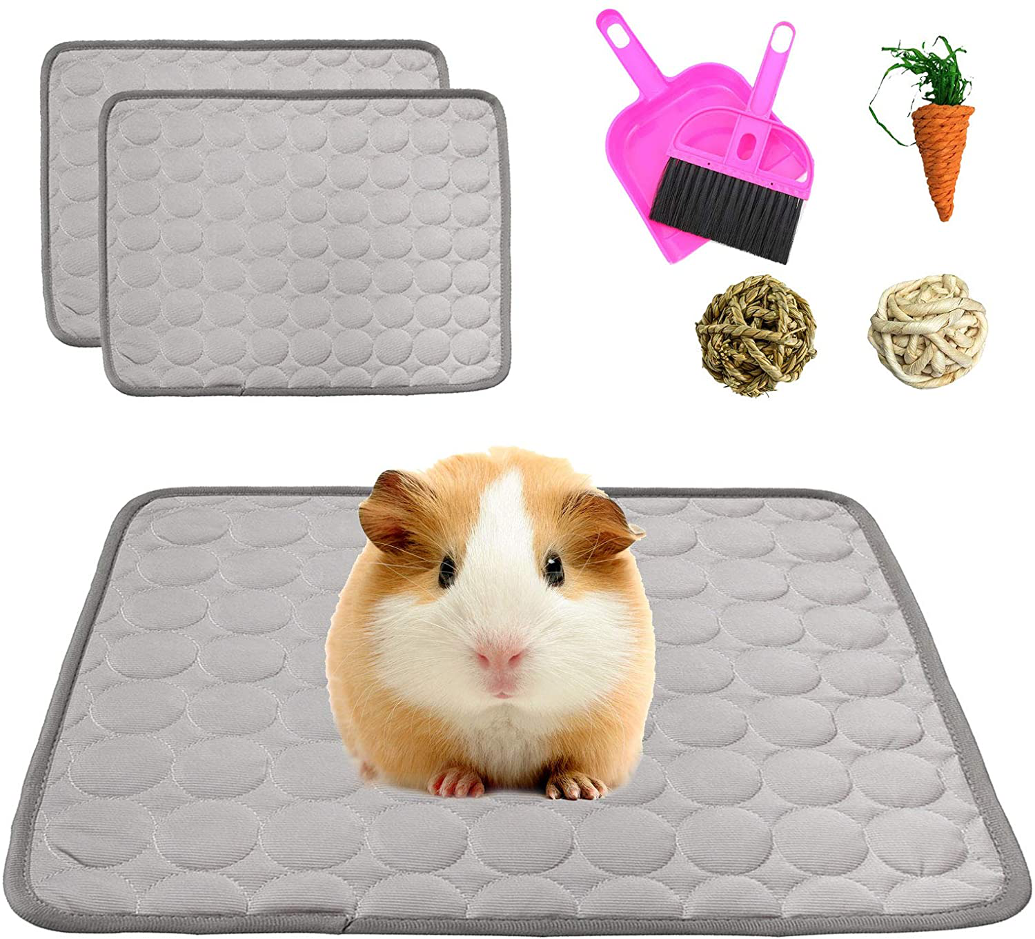 Kathson Guinea Pig Bedding Mats Small Animals Cage Liners Washable Absorbent Non-Slip Reusable Pee Pads Bunny Chew Toys for Guinea Pig Hamster Chinchilla Gerbil Hedgehog Rat Animals & Pet Supplies > Pet Supplies > Small Animal Supplies > Small Animal Bedding kathson   