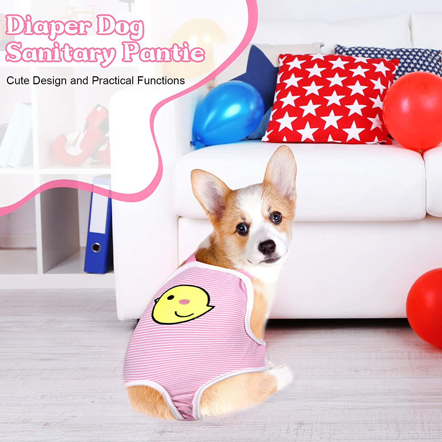 Nuanchu 3 Pieces Dog Diaper Striped Sanitary Pantie with Adjustable Suspender Washable Reusable Puppy Sanitary Panties Cute Pet Underwear Diaper Jumpsuits for Female Dogs