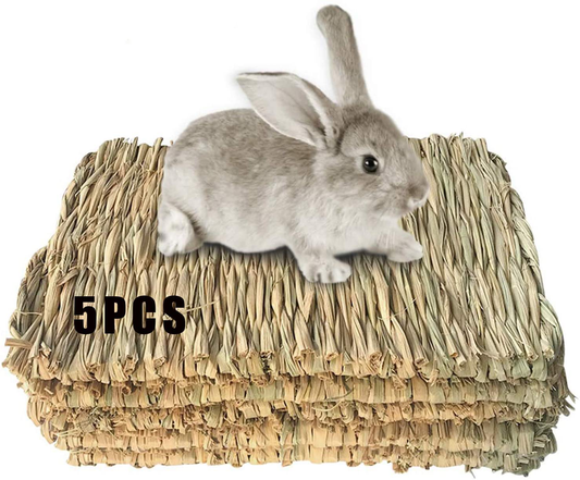 Grass Mat Woven Bed Mat for Small Animal 5 Grass Mats Bunny Bedding Nest Chew Toy Bed Play Toy for Guinea Pig Parrot Rabbit Bunny Hamster Rat Animals & Pet Supplies > Pet Supplies > Small Animal Supplies > Small Animal Bedding Hamiledyi   