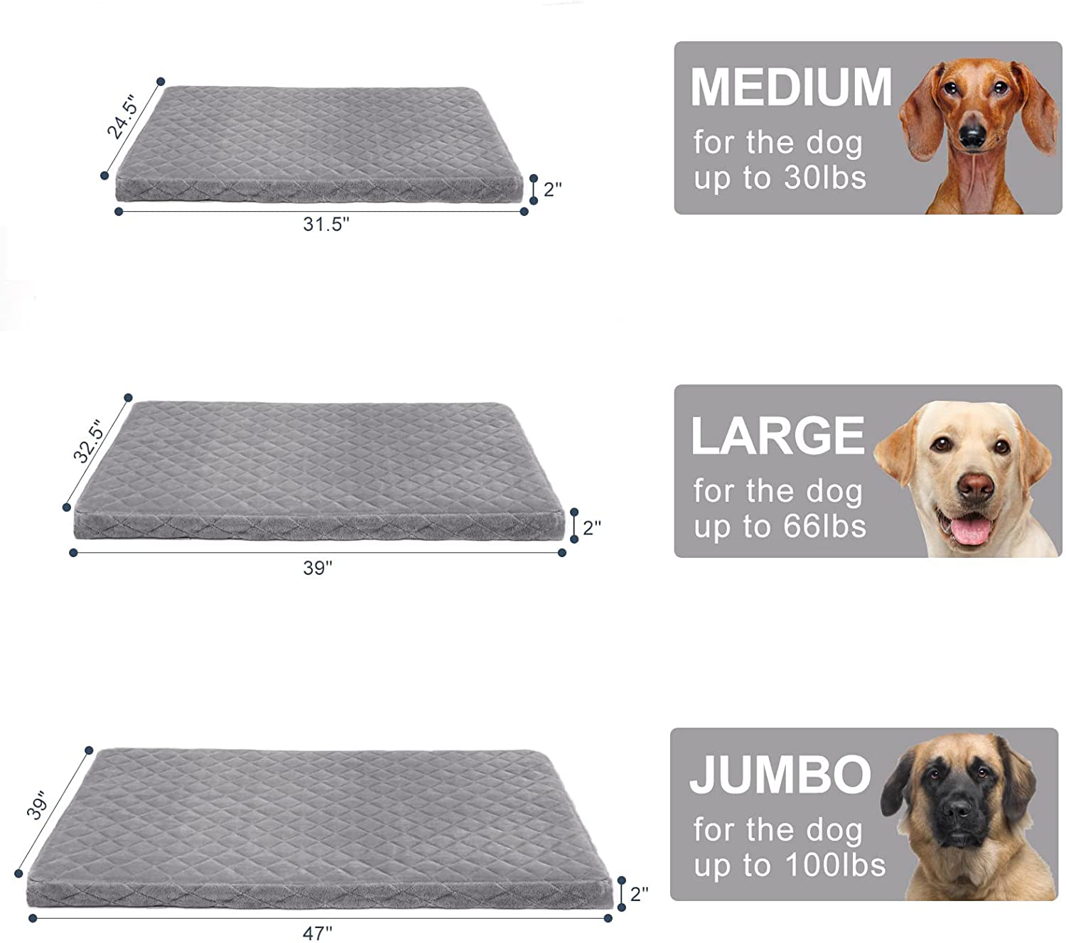 Hero Dog Large Dog Bed Orthopedic Foam Pet Beds for Large, Jumbo and Medium Dogs up to 100Lbs, Dog Crate Foam Bed with anti Slip Bottom and Removable Washable Cover, Multi Colors