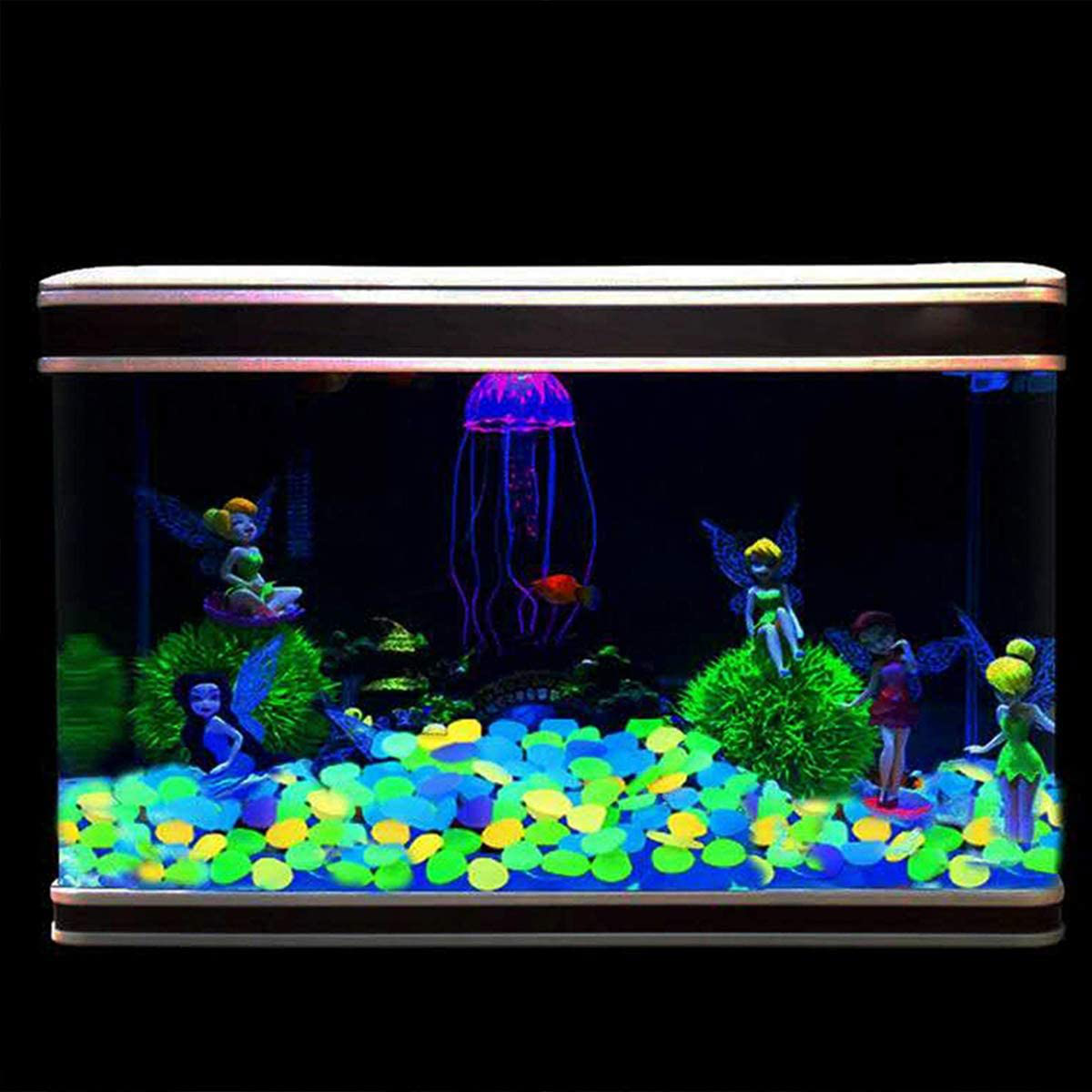 NCTP Glowing Pebbles, Fish Tank Glow Stones, Glow in the Dark Aquarium Pebbles, Decorative Gravel Rocks, Glowing Pebbles Luminous Stones for Plant Aquariums, Landscaping, Home Decor (100, Blue)