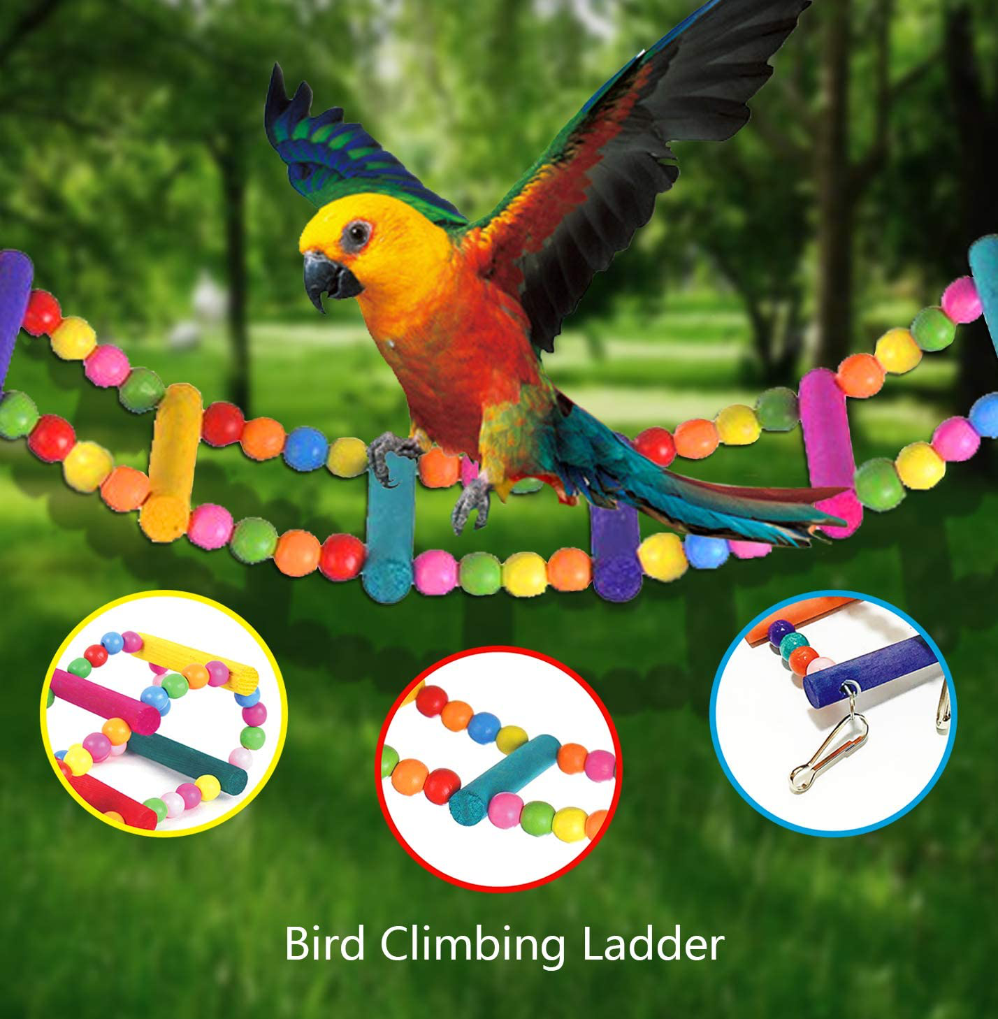 SUSYEE 16 Pcs Bird Toys Parrot Swing Toys Bird Perch Stand Chewing Hanging Swing Toys Pet Climbing Ladders Rattan Balls Suitable for Small Parakeets, Conures,Macaws,Cockatiel,Finches,Budgie,Love Birds Animals & Pet Supplies > Pet Supplies > Bird Supplies > Bird Ladders & Perches SUSYEE   