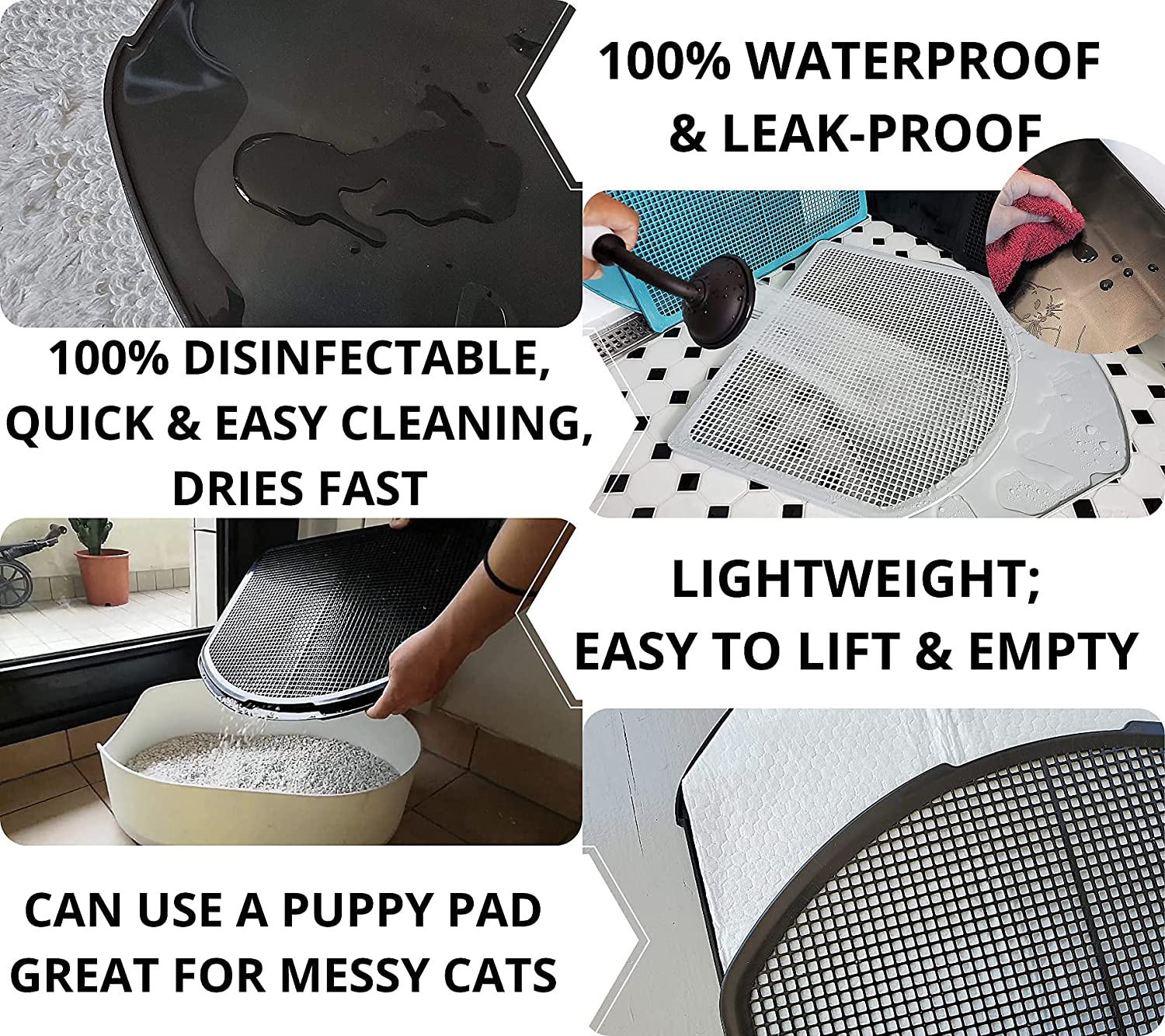 Dzelcat Spreadztrap Cat Litter Mat - Unique Disinfectable Plastic Litter Catcher Tray for Cats & Dogs - Waterproof Large Trapping Box Mat, Easy to Clean, Urine-Proof, Scatter Control, Food Mat 16"X19" Animals & Pet Supplies > Pet Supplies > Cat Supplies > Cat Litter Box Mats DzelCat SpreadZtrap   