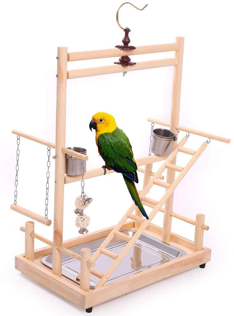 QBLEEV Bird'S Nest Bird Perches Play Stand Gym Parrot Playground Playgym Playpen Playstand Swing Bridge Tray Wood Climb Ladders Wooden Conure Parakeet Macaw Animals & Pet Supplies > Pet Supplies > Bird Supplies > Bird Gyms & Playstands QBLEEV 21"* 9.8"*15.4"(L*W*H)  