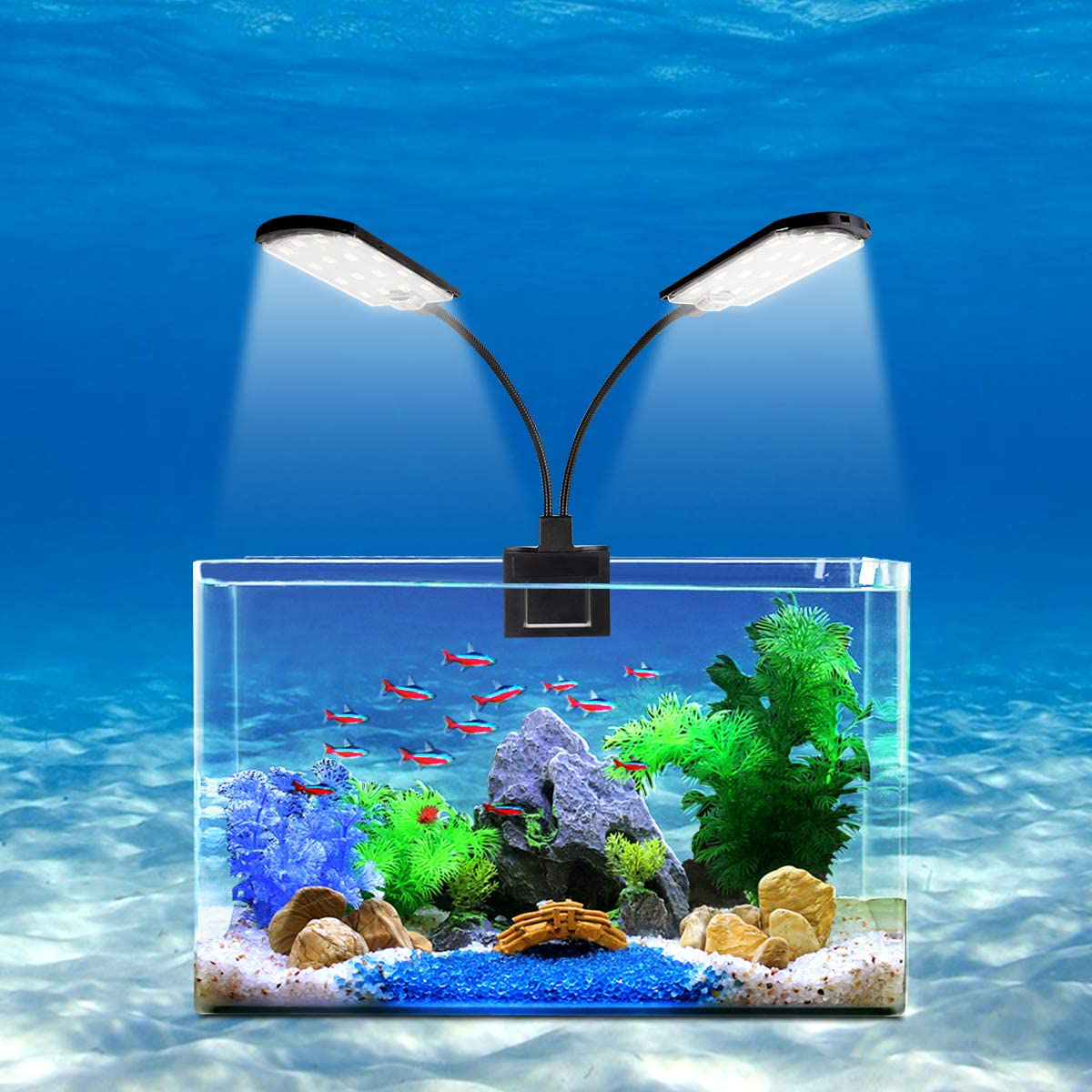 WEAVERBIRD Double Head Aquarium Fish Tank Light 15W 32 LED Aquarium Planted Clip Lamp 1600LM White LED Lighting for 8-15 Inch Fish Tank Animals & Pet Supplies > Pet Supplies > Fish Supplies > Aquarium Lighting WEAVERBIRD   