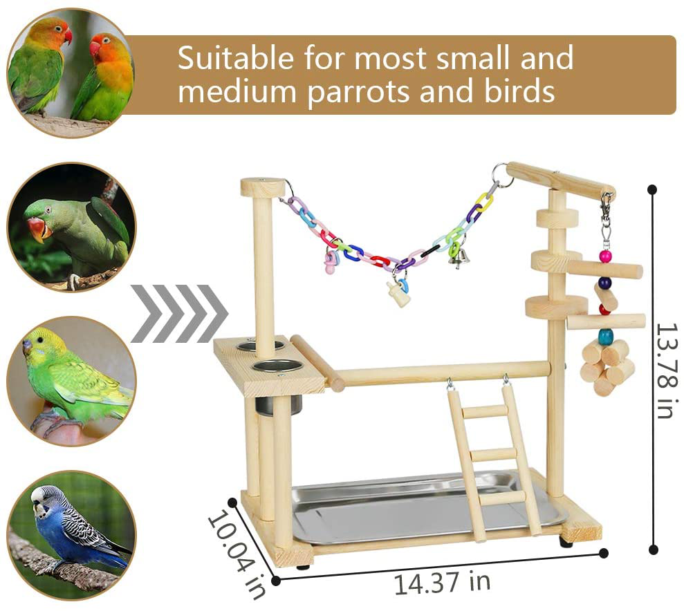 Exttlliy Parrots Bird Playground Birdcage Playstand Play Gym Parakeet Playpen Ladder with Feeder Cup Bird Toys Swing Chew Toy Animals & Pet Supplies > Pet Supplies > Bird Supplies > Bird Gyms & Playstands Exttlliy   