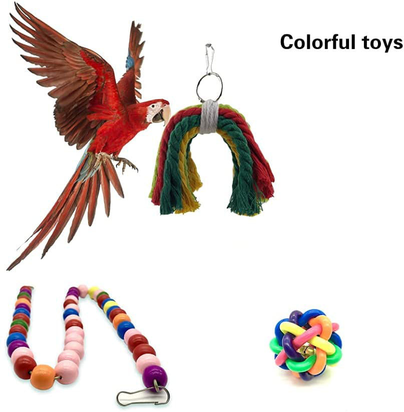 EYHBQIA 8Pcs Bird Toys for Parrots, Natural Wood Stand Parakeet Toys Bird Cage Accessories, Bird Training, Play Game, Foraging Toys. for Small Birds Such as Parrots, Finches, Lovebirds,Cockatiels. Animals & Pet Supplies > Pet Supplies > Bird Supplies > Bird Cages & Stands EYHBQIA   