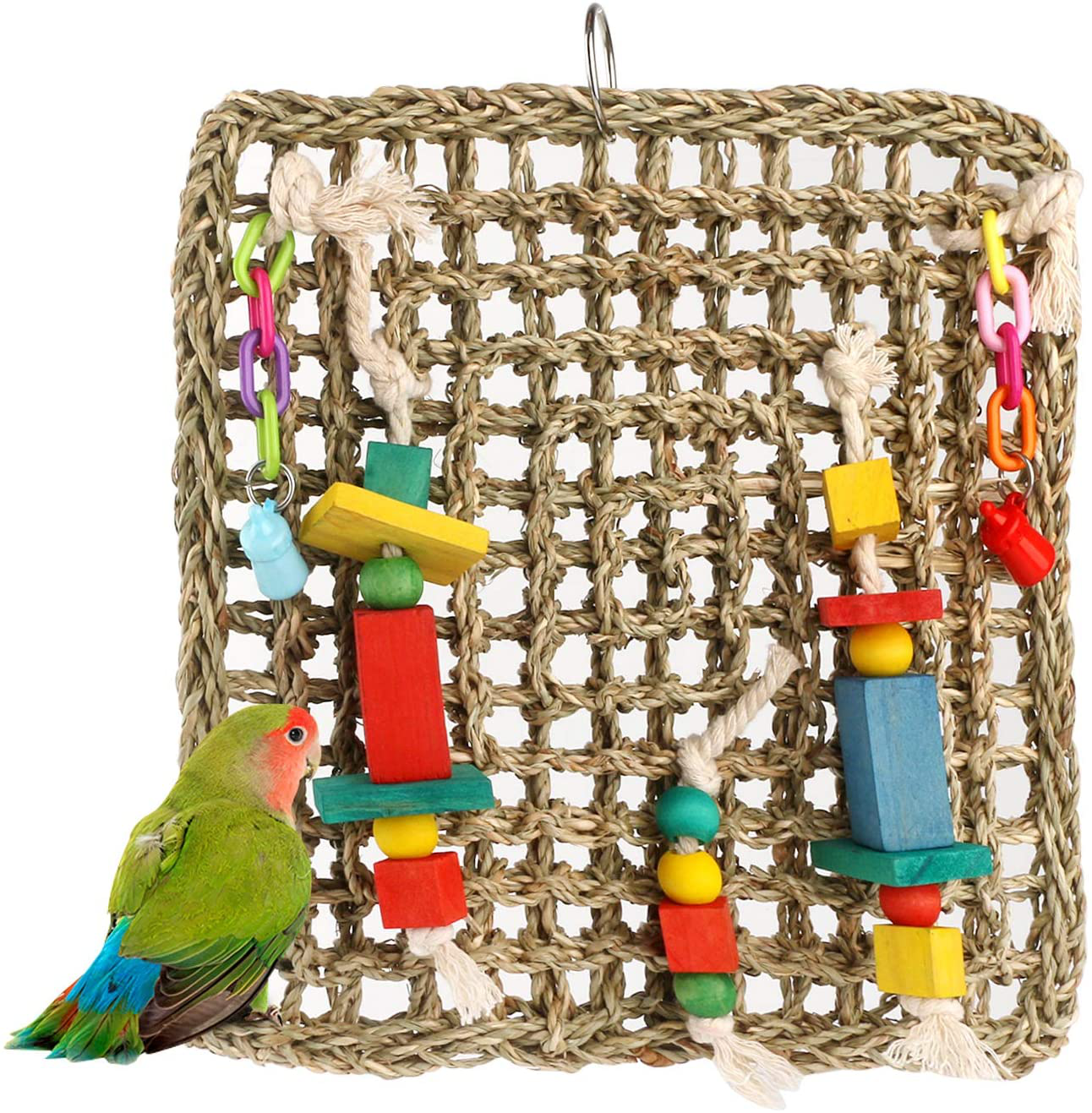 HOSUKKO Bird Activity Wall, Bird Foraging Wall Toys for Birds Parrots Hanging Foraging Wall Sea Grass Bird Climbing Net, 14.2 Inch X11.8 Inch Animals & Pet Supplies > Pet Supplies > Bird Supplies > Bird Toys HOSUKKO   