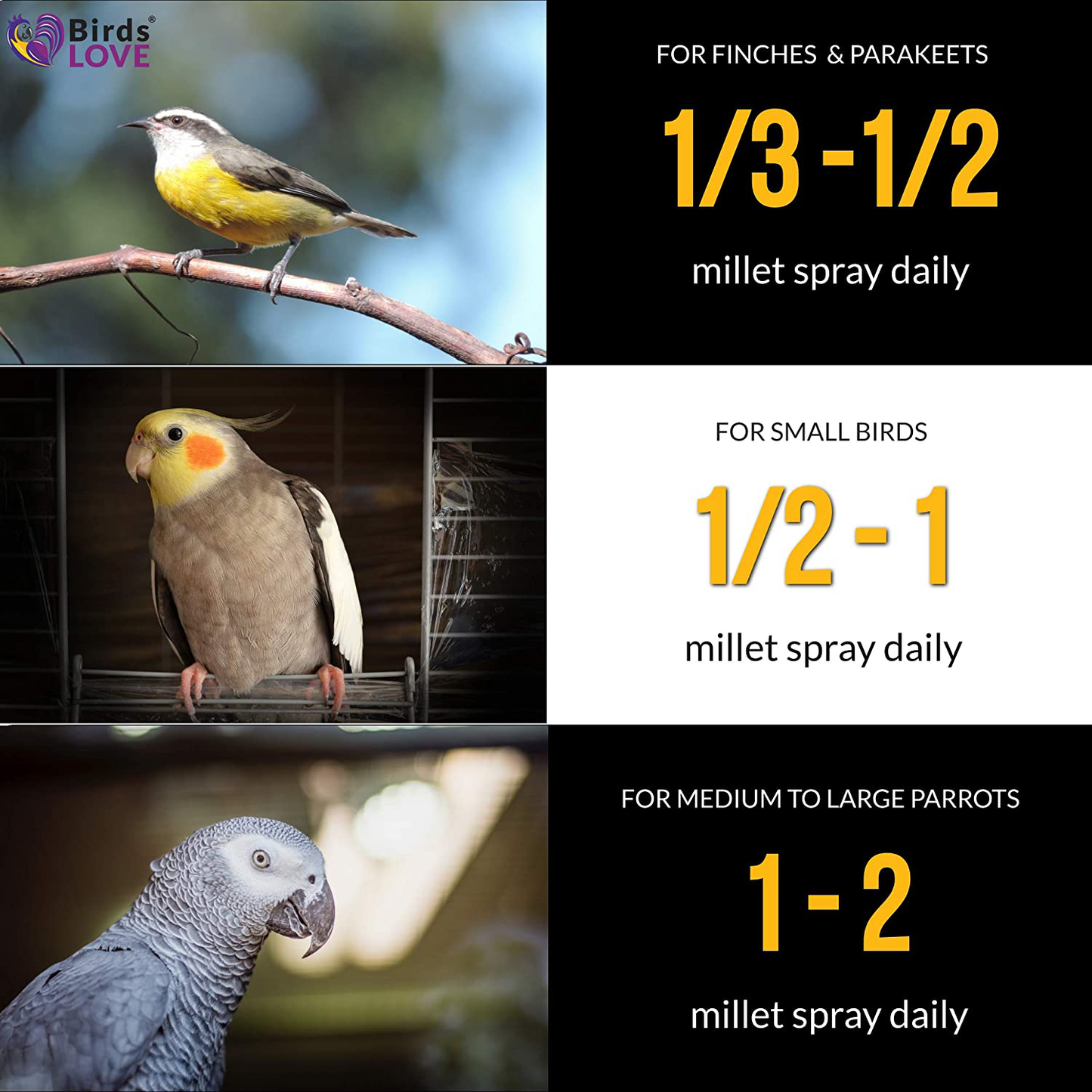 Birds LOVE Wholesome & Lovely Spray Millet Non-Gmo for Birds Cockatiel Lovebird Parakeet Finch Canary All Parrots Healthy Treat